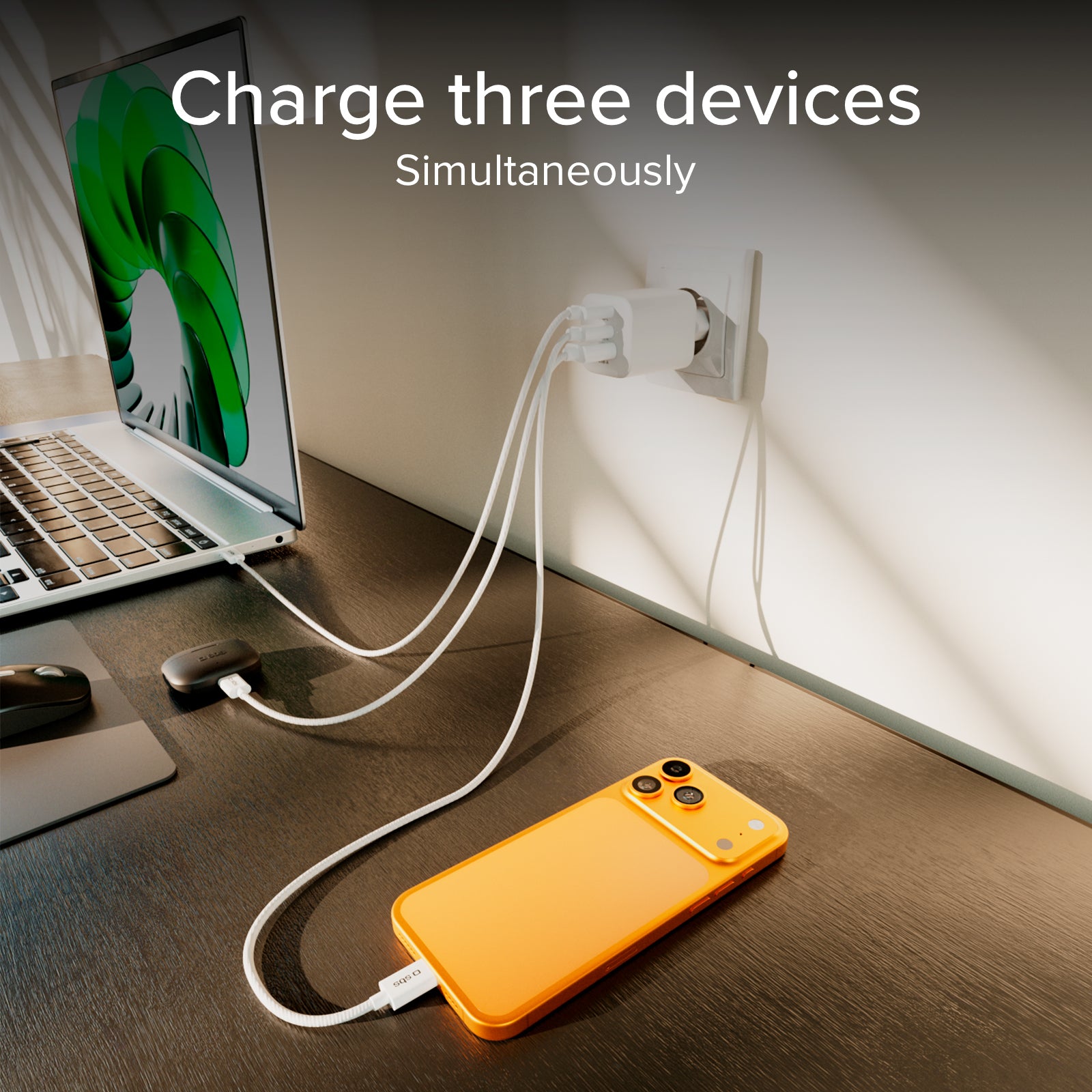 Caricatore 65W GaN con 2 USB‑C e USB‑A