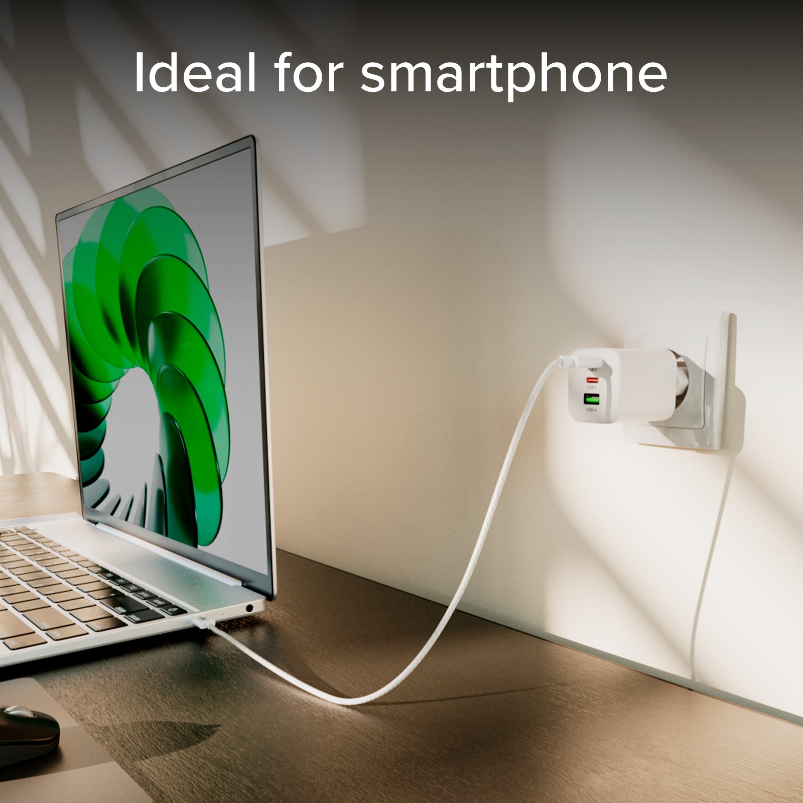 Caricatore 65W GaN con 2 USB‑C e USB‑A