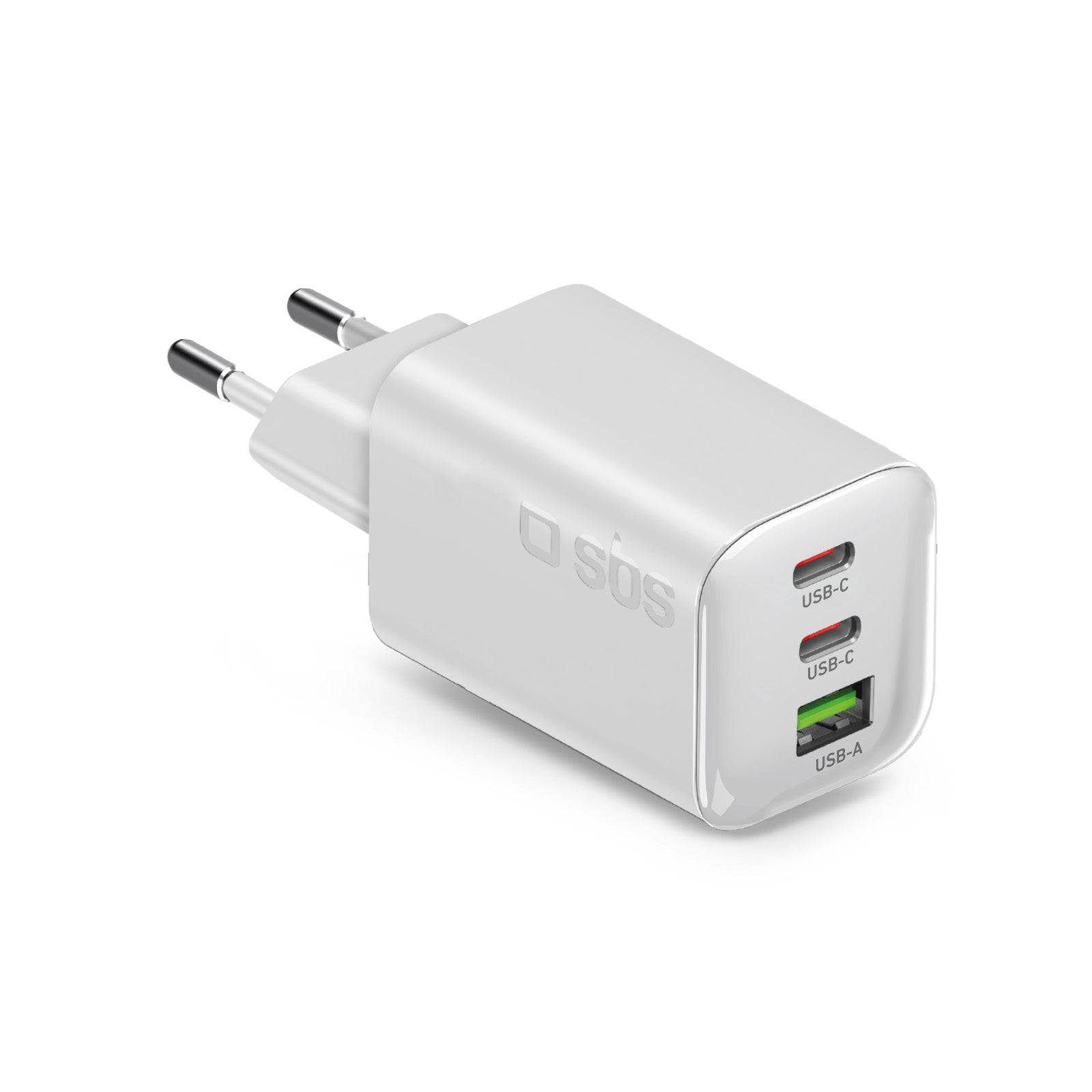 Cargador de pared GaN de 65W con 2 USB-C Power Delivery y USB-A para portátil, smartphone y tablet