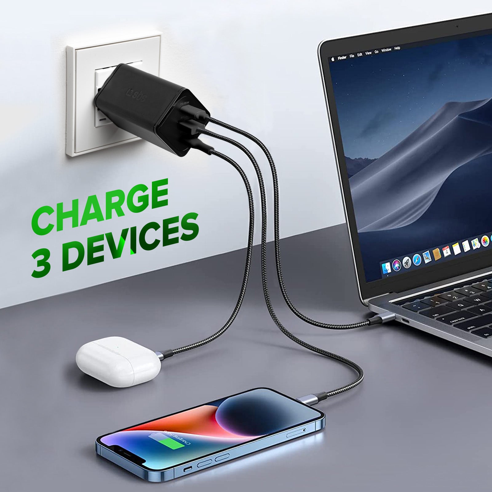 Caricatore caricabatterie GaN da 65 Watt con Power Delivery (PD)