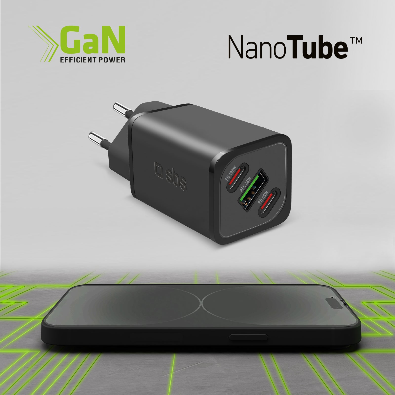 Caricatore caricabatterie GaN da 100 Watt con Power Delivery (PD)