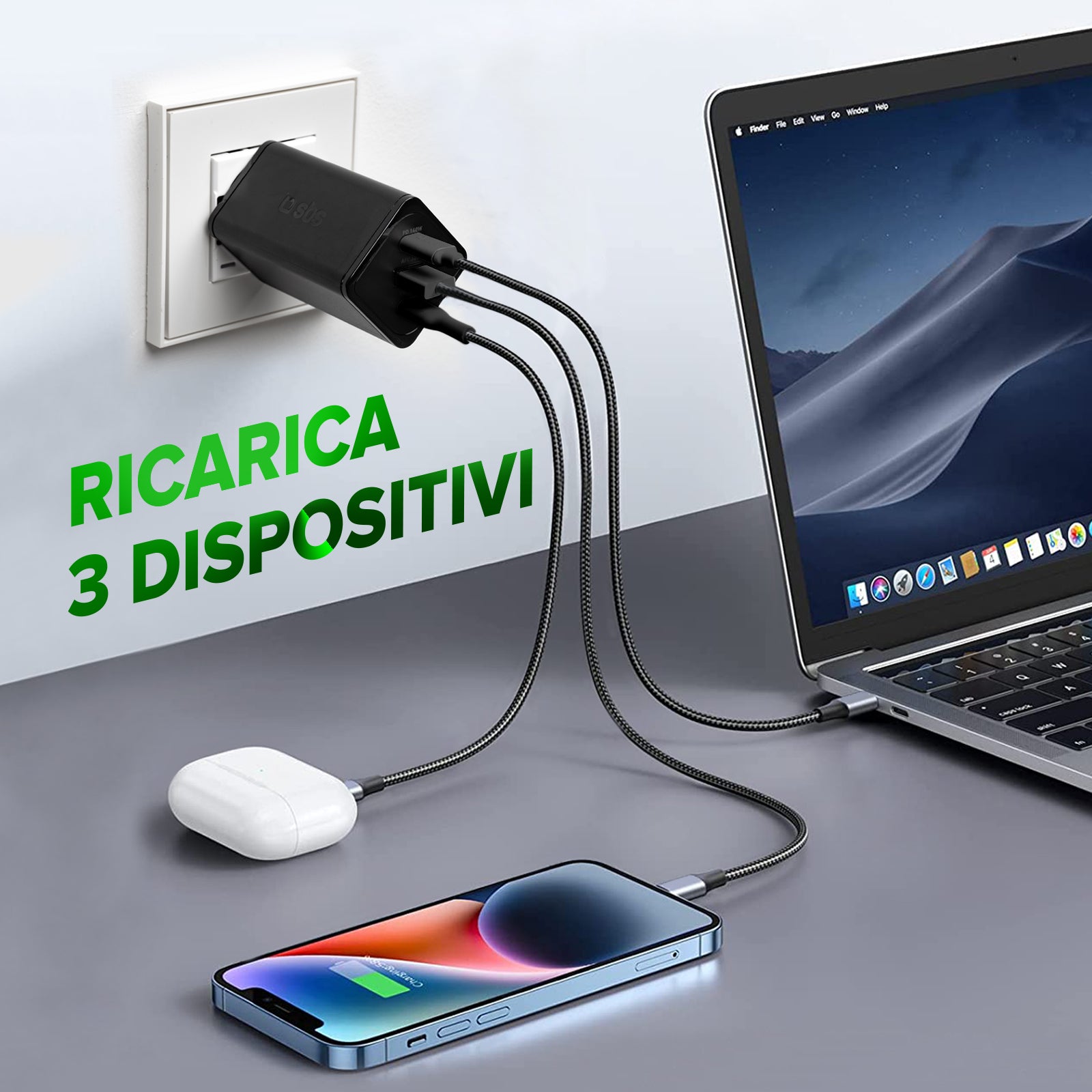 Chargeur de batterie GaN de 140 watts avec Power Delivery (PD)