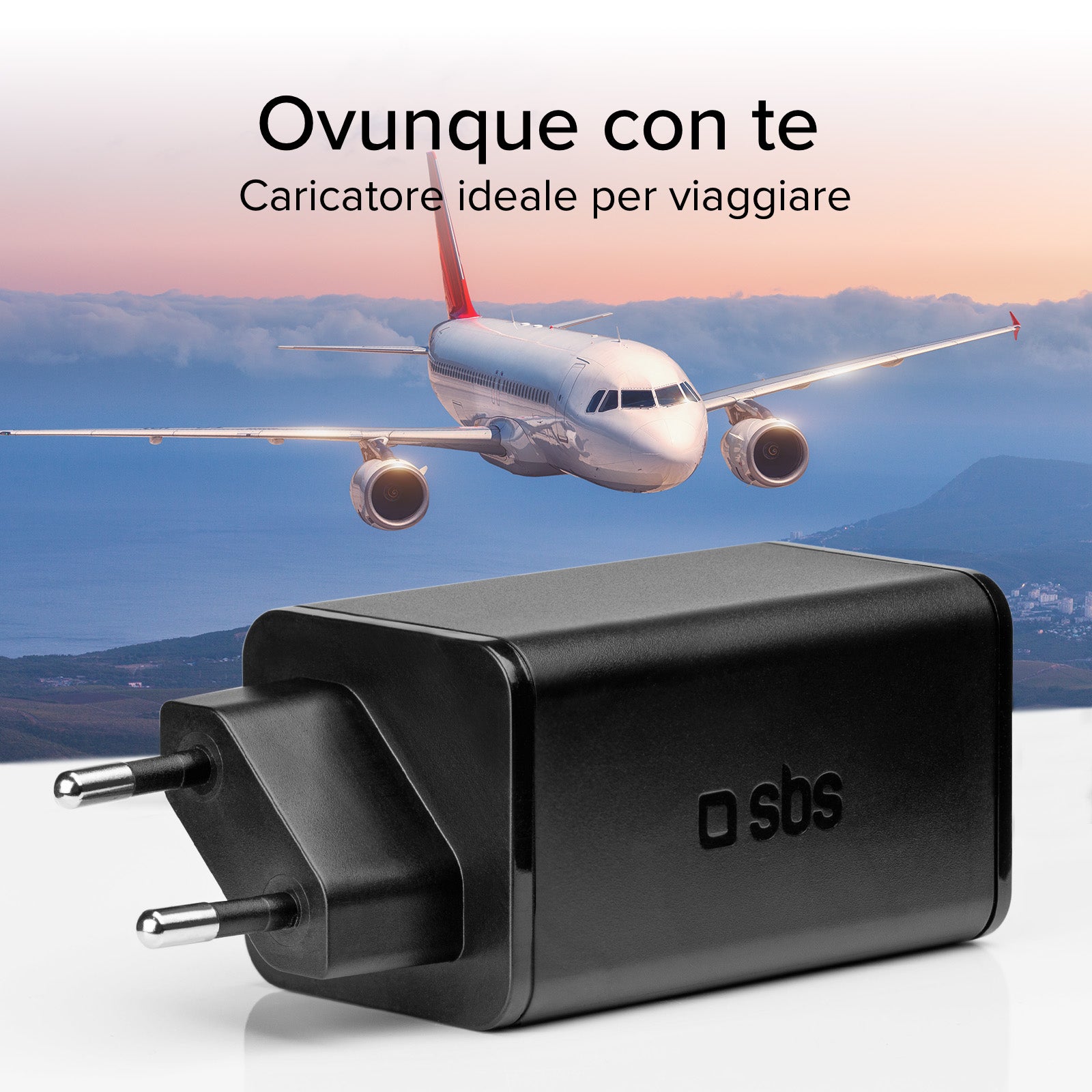 Caricabatterie da parete GaN 65 Watt, 1 USB-C PD, 1 USB-A Adaptive Fast Charge