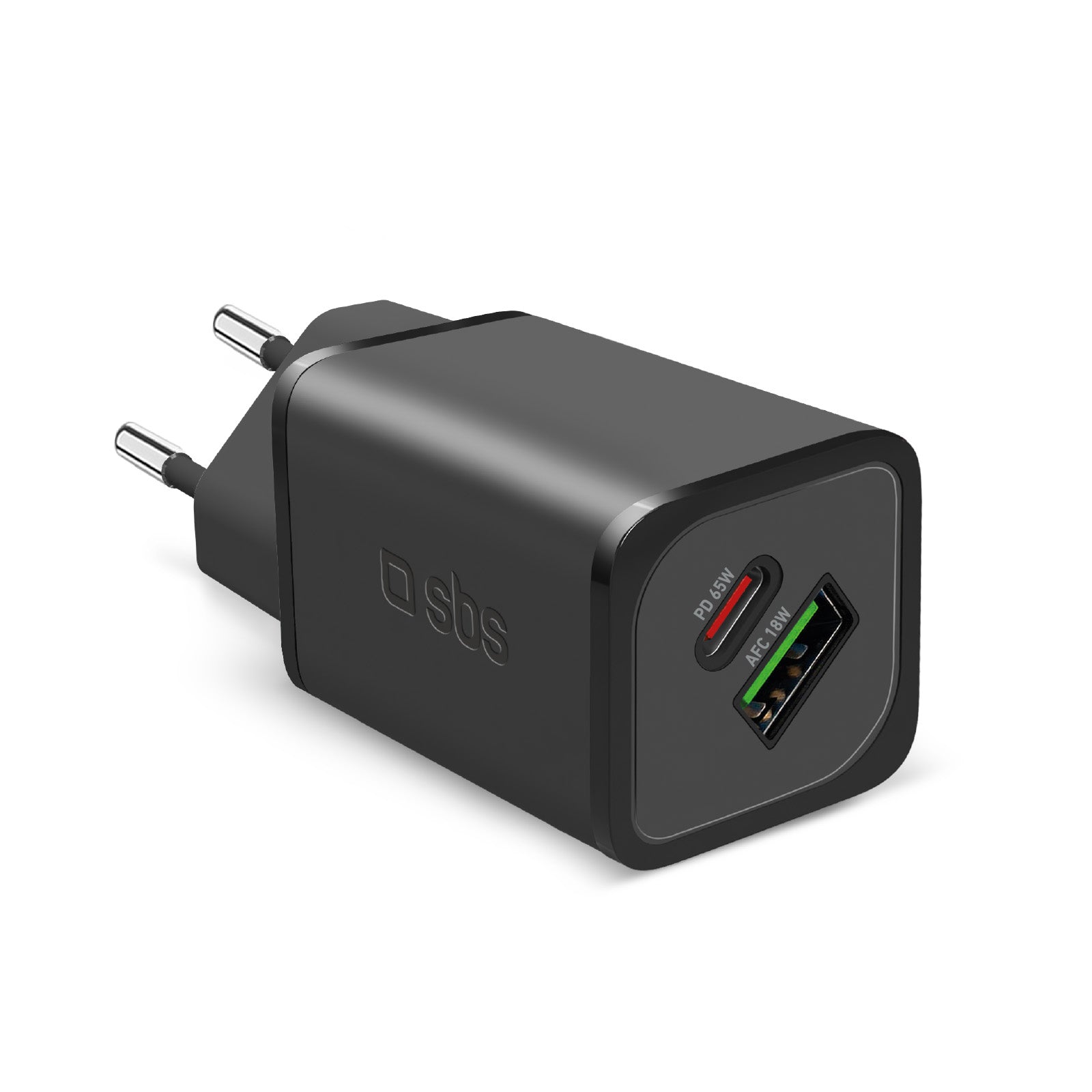 Caricabatterie da parete GaN 65 Watt, 1 USB-C PD, 1 USB-A Adaptive Fast Charge