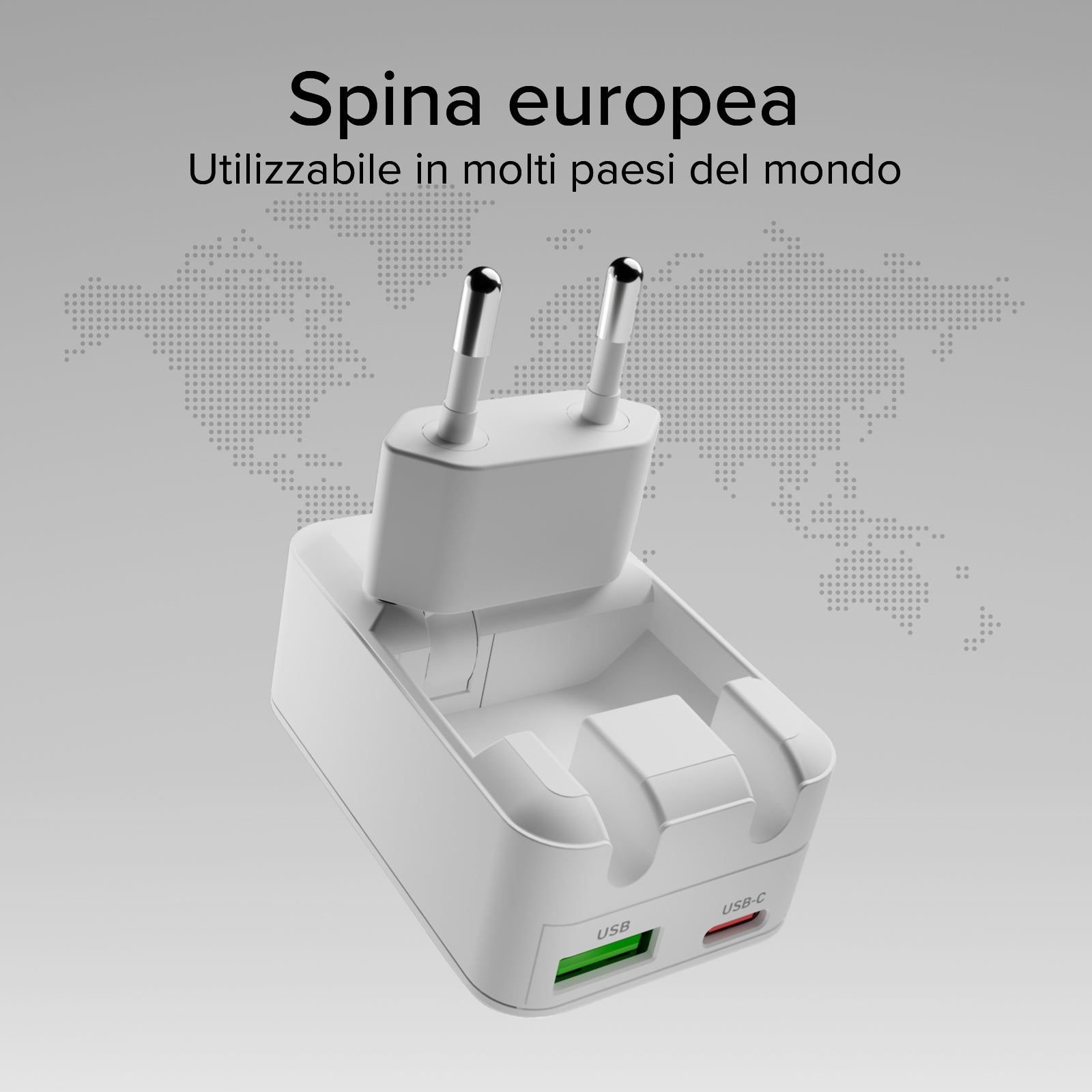 Caricatore da parete Flexi Wall Charger 20W con spina pieghevole, adatto per MacBook Neo