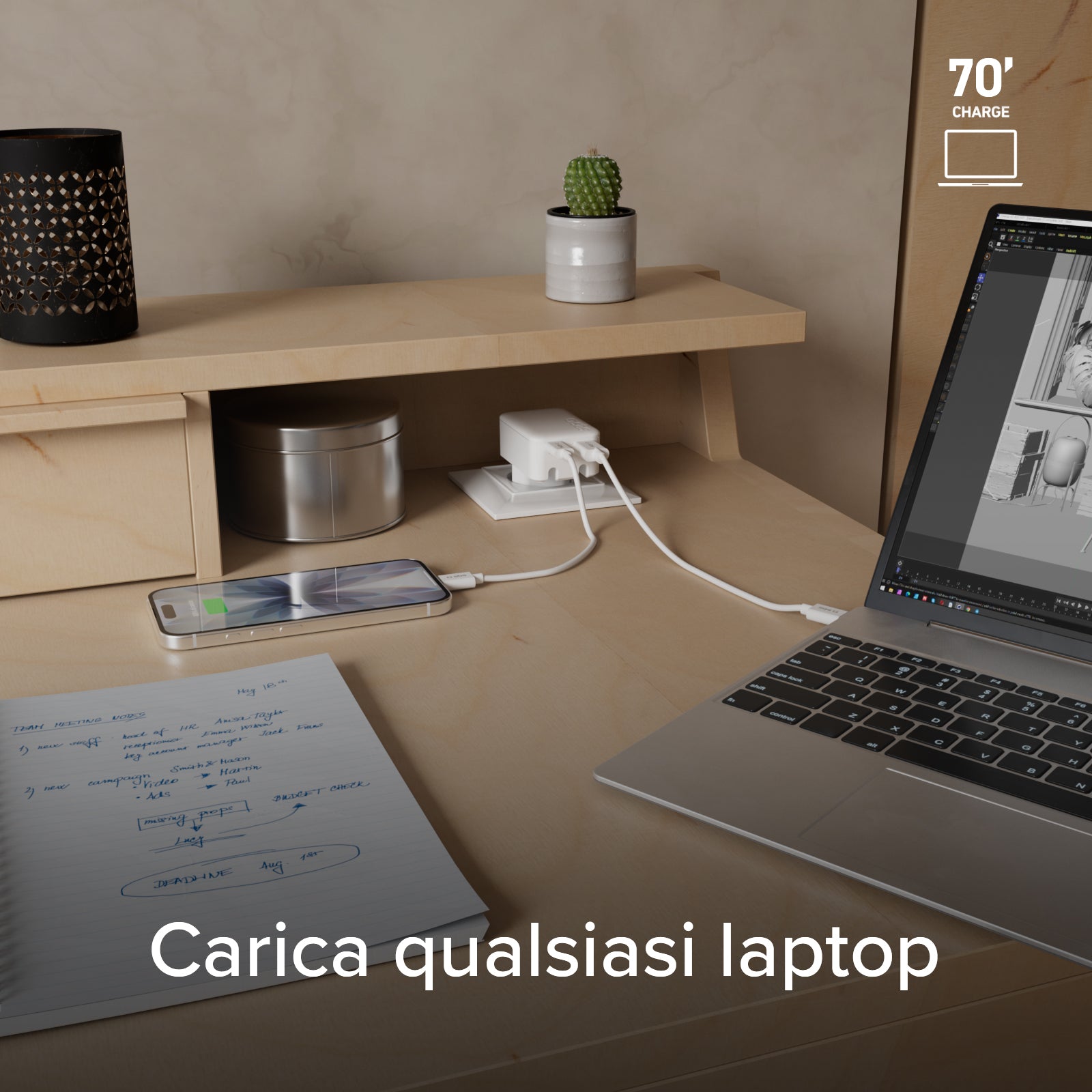 Flexi-Wandladegerät 45 W mit klappbarem Stecker