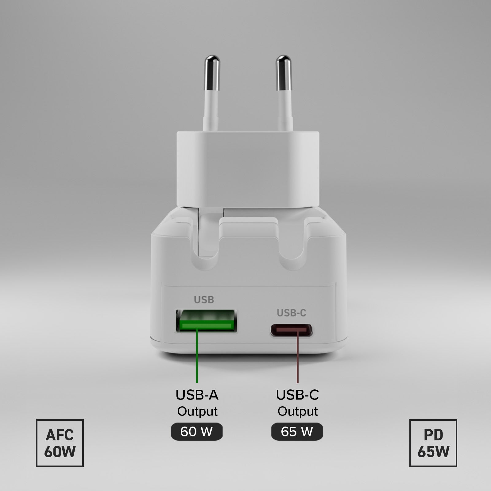 Chargeur mural Flexy 65 W avec prise pliable