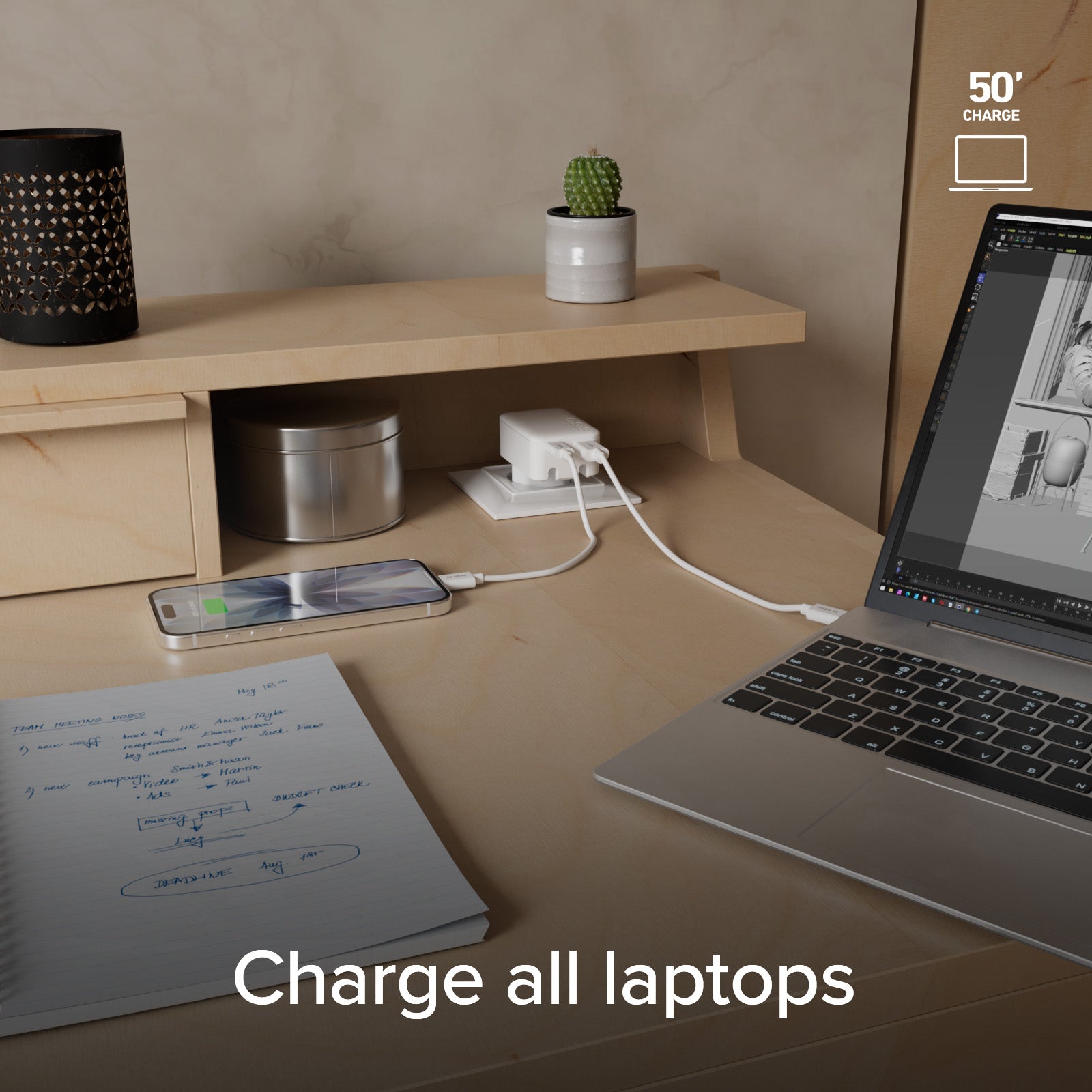 65W Flexi Wall Charger with Folding Plug