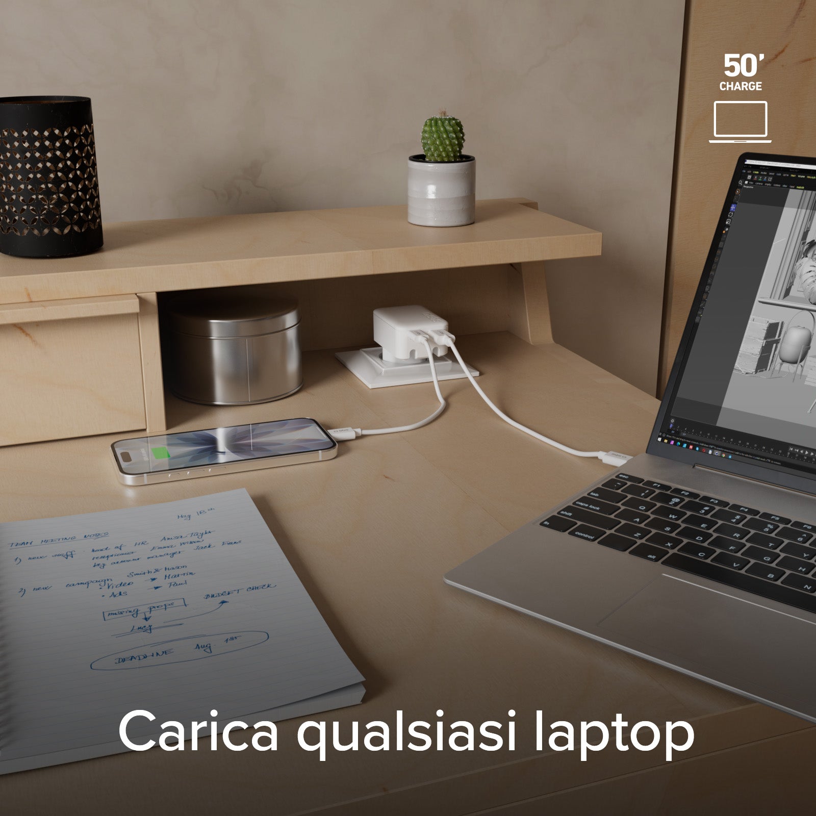 65W Flexi Wall Charger with Folding Plug