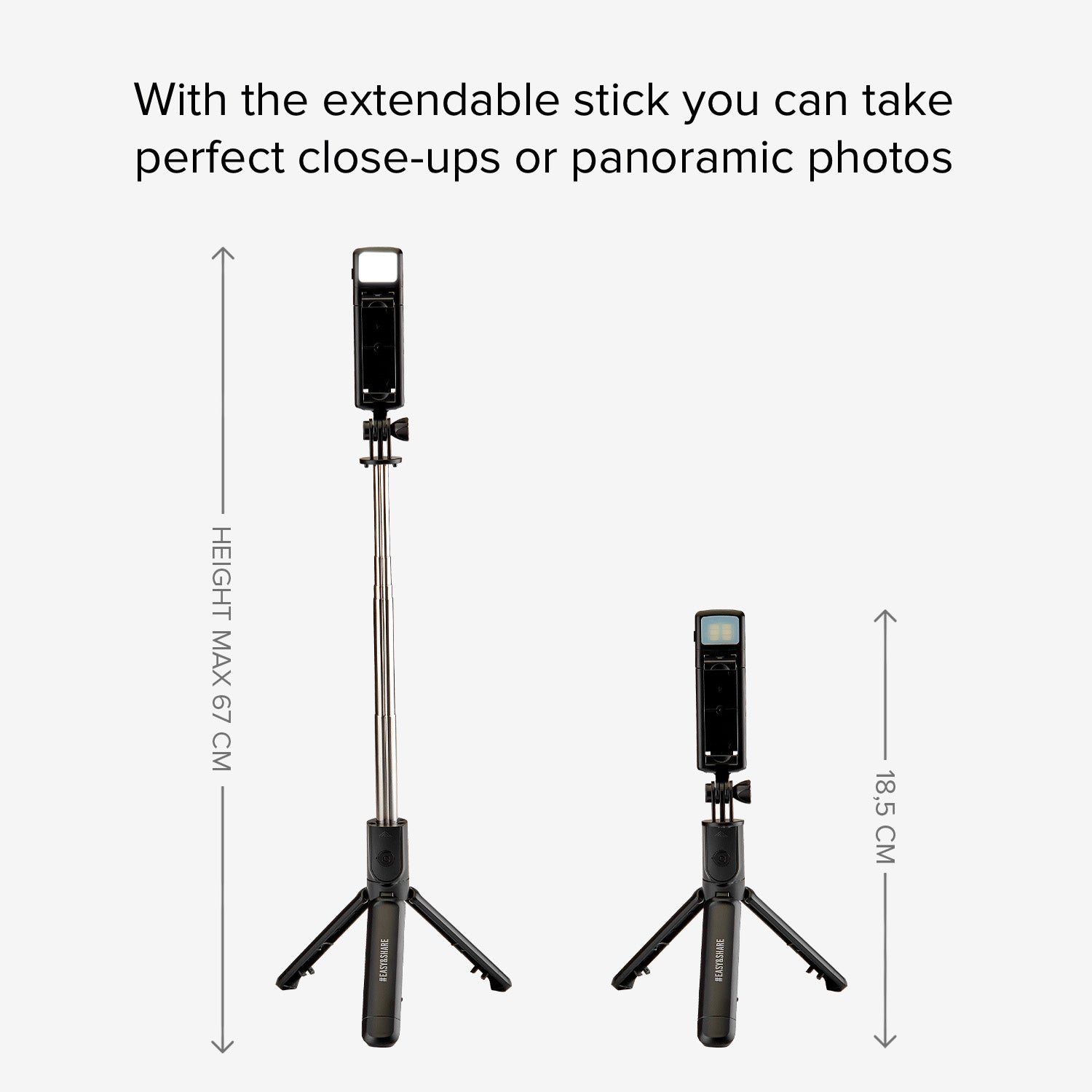 Selfie stick Wireless estensibile con luce LED per smartphone