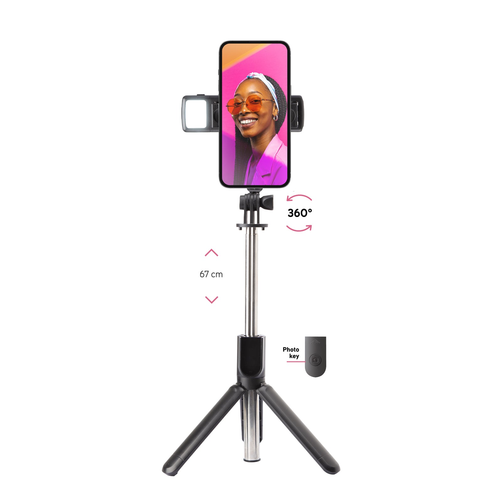 Selfie stick Wireless estensibile con luce LED per smartphone