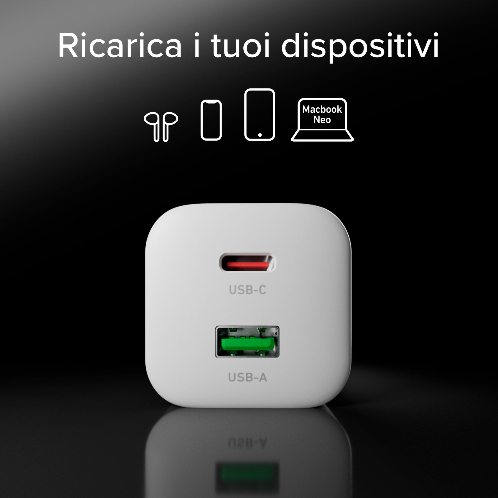 Charging kit with 20W GaN Power Delivery wall charger and 1.5 m USB-C cable