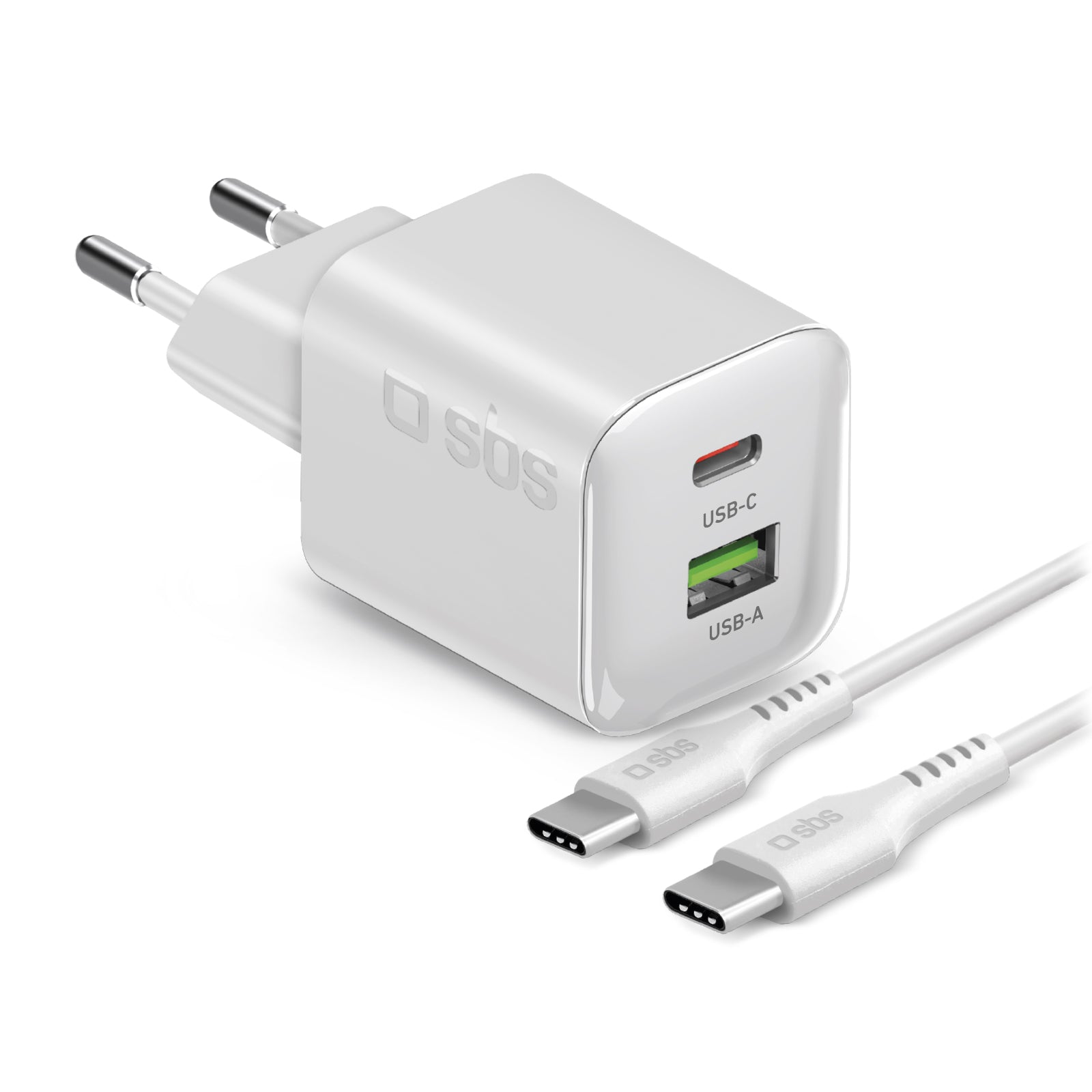 Kit de carga con cargador de pared 20W GaN Power Delivery y cable USB-C de 1,5 m