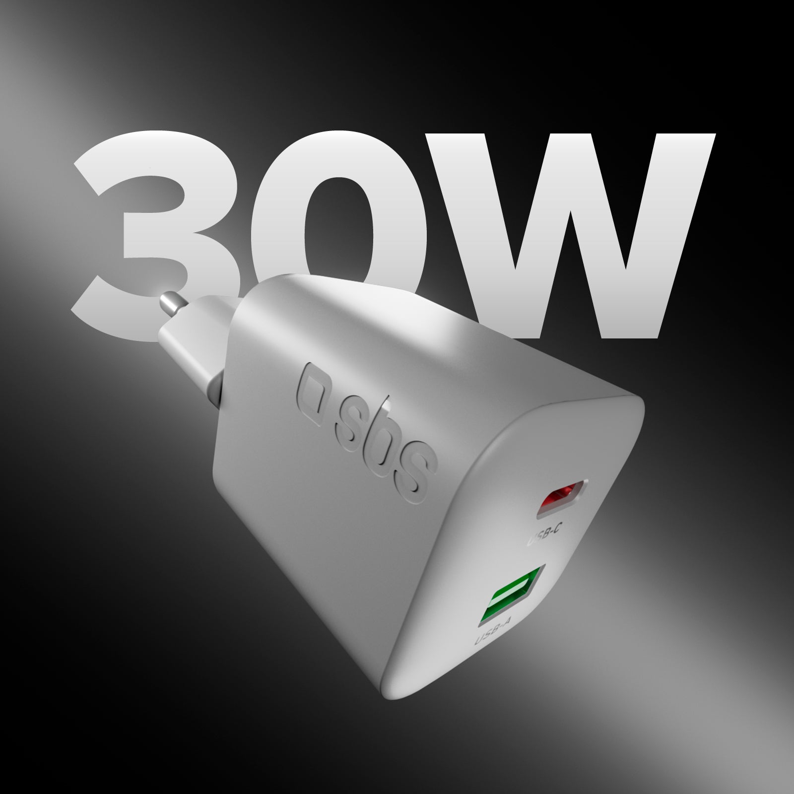 30W GaN wall charger kit with integrated Power Delivery and 1.5 m USB-C cable