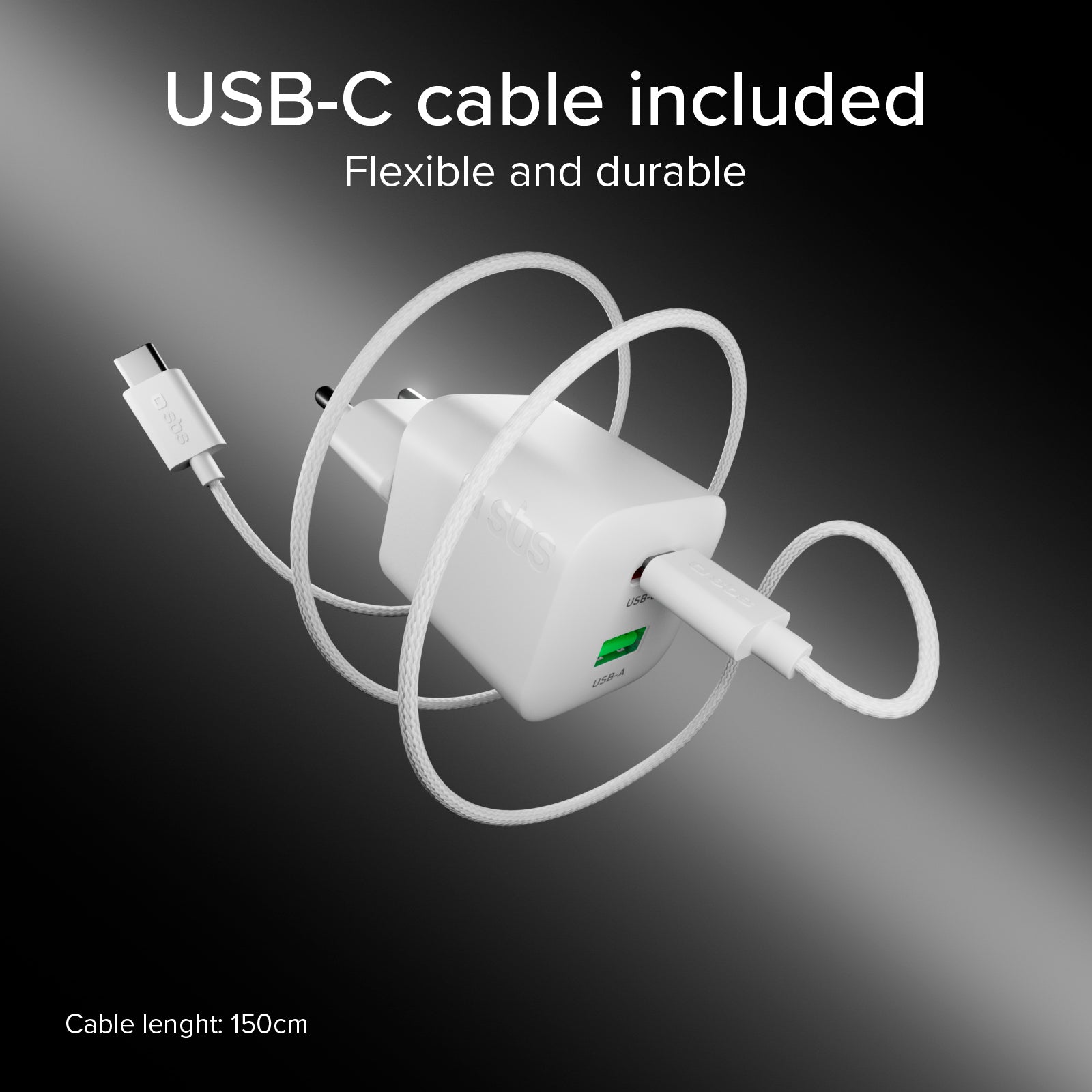 Kit cargador de pared 30W GaN con cable USB-C de 1,5 m y Power Delivery integrado