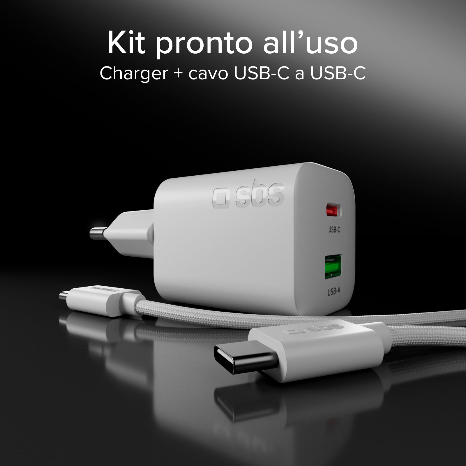 Kit cargador de pared 45W GaN y Power Delivery, con cable USB-C de 1,5 m