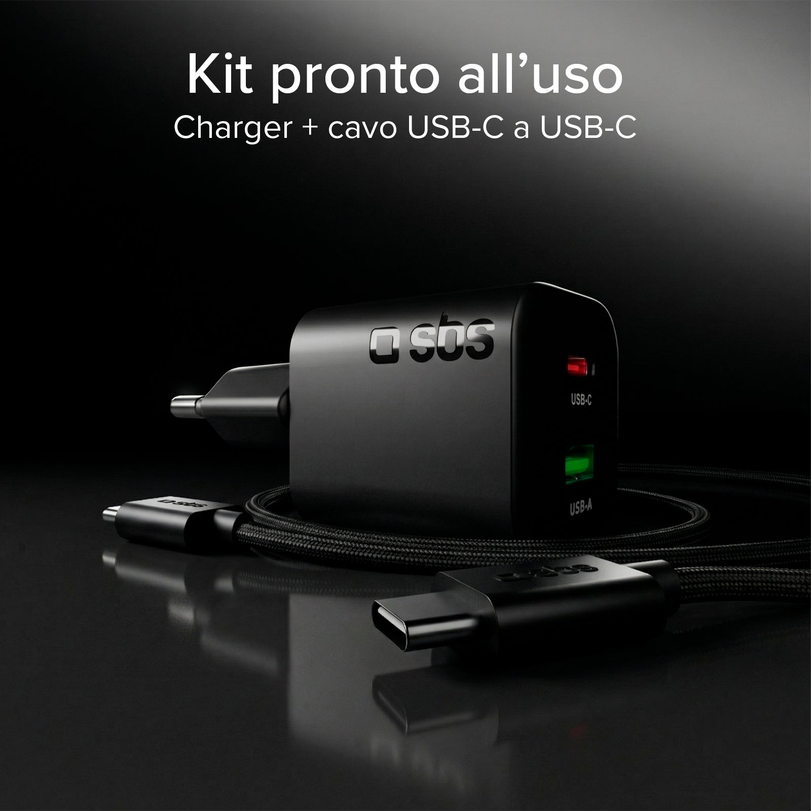 Kit cargador de pared 65W Power Delivery GaN con cable USB-C de 1,5 m para carga rápida
