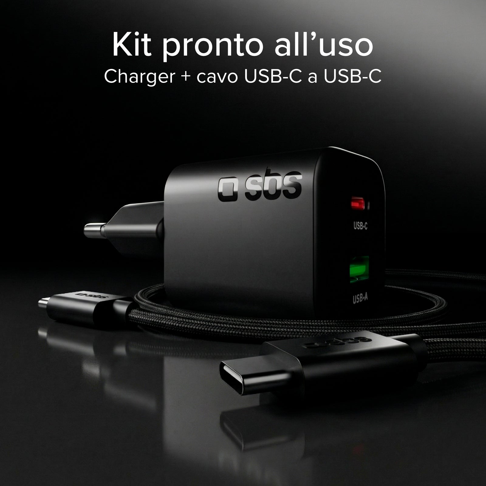 Kit caricatore 65W GaN con cavo USB‑C 1.5m