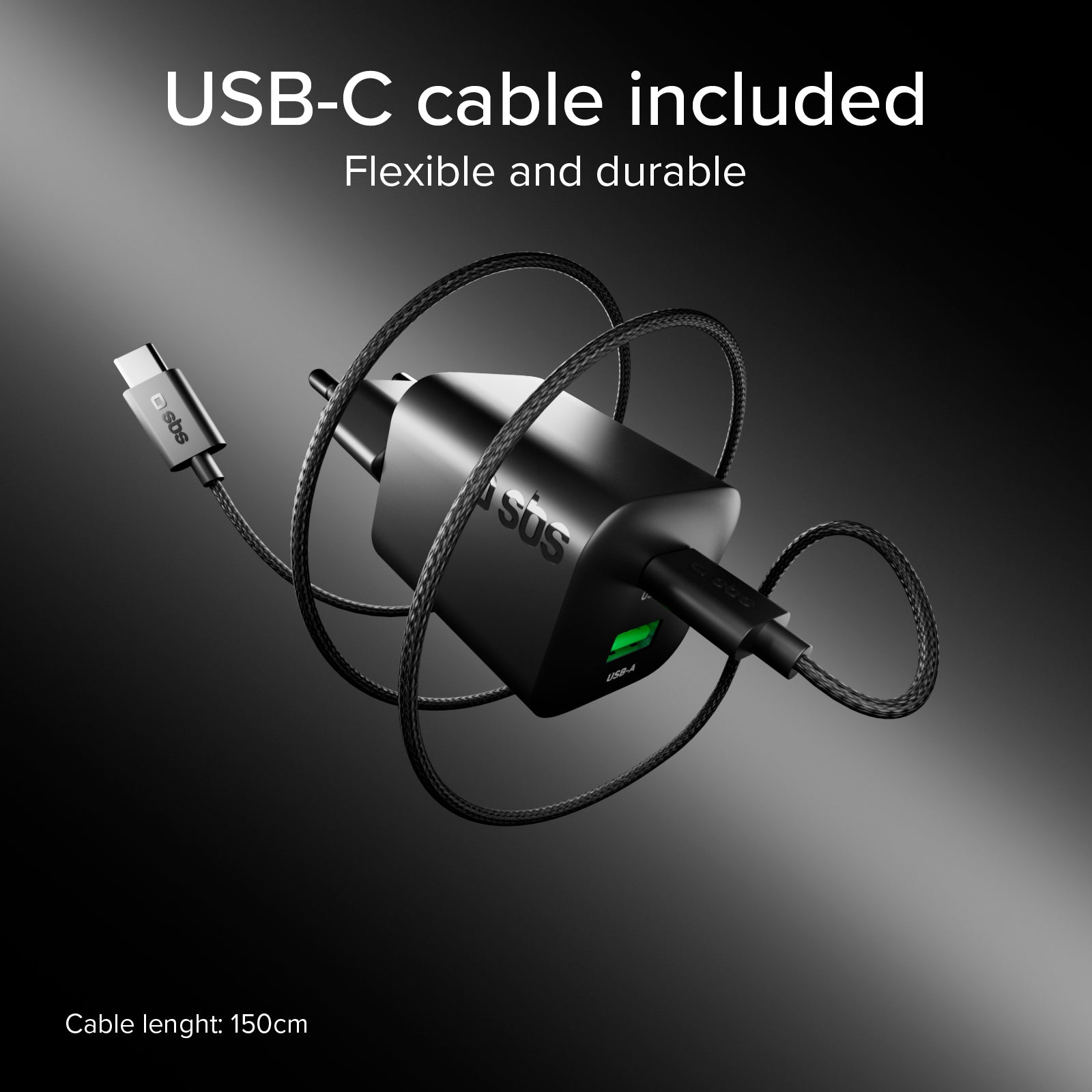 Kit cargador de pared 65W Power Delivery GaN con cable USB-C de 1,5 m para carga rápida