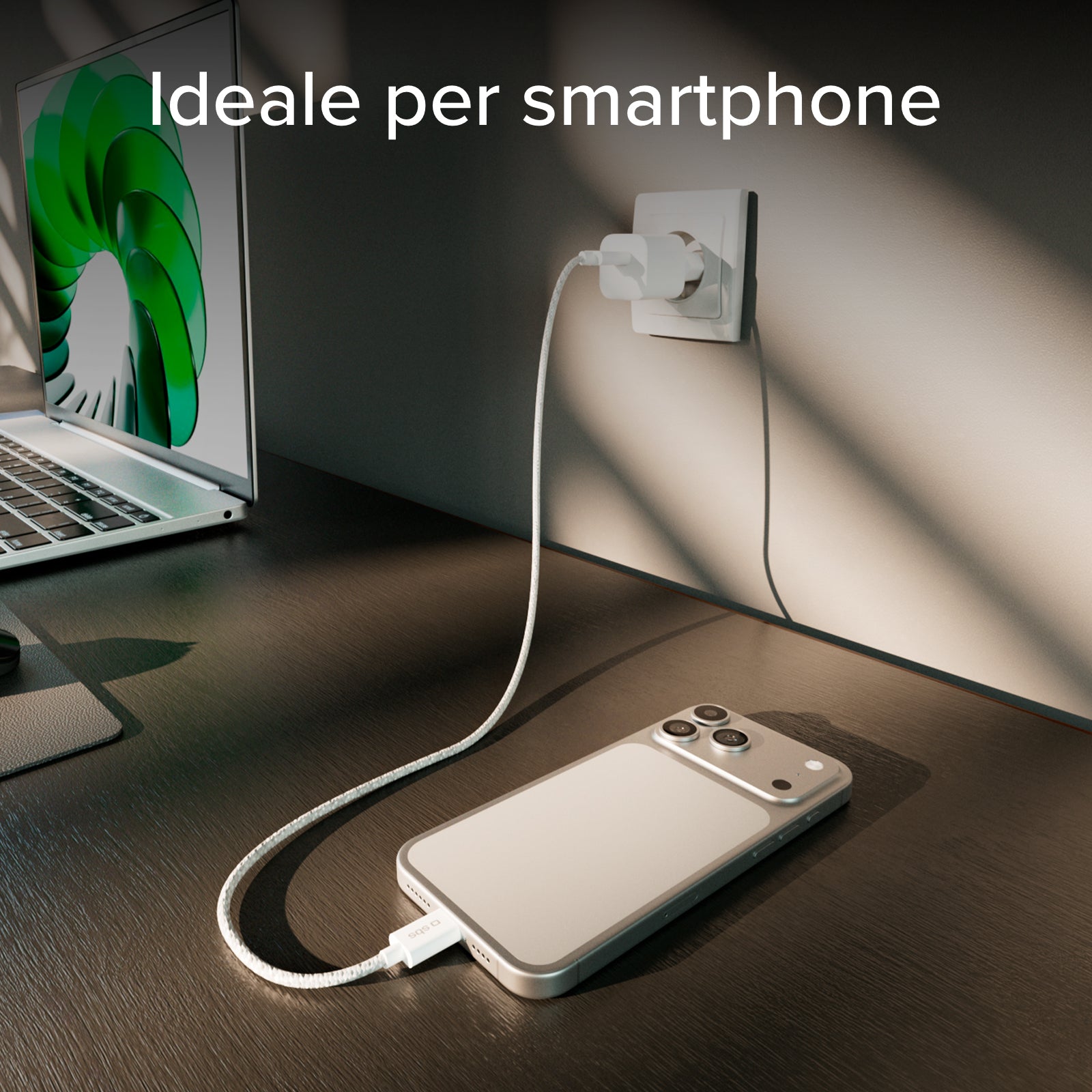 Kit caricatore USB-C 20W Power Delivery con cavo USB-C intrecciato 1,5 m