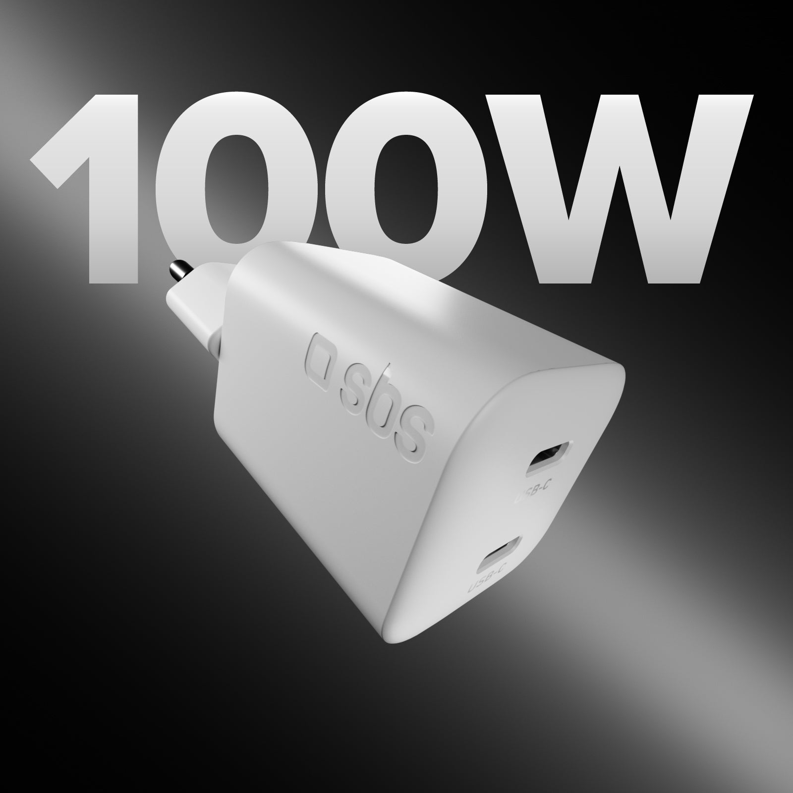 Kit con mini cargador de pared 100W GaN con 2 puertos USB-C + cable USB-C de 1,5 m