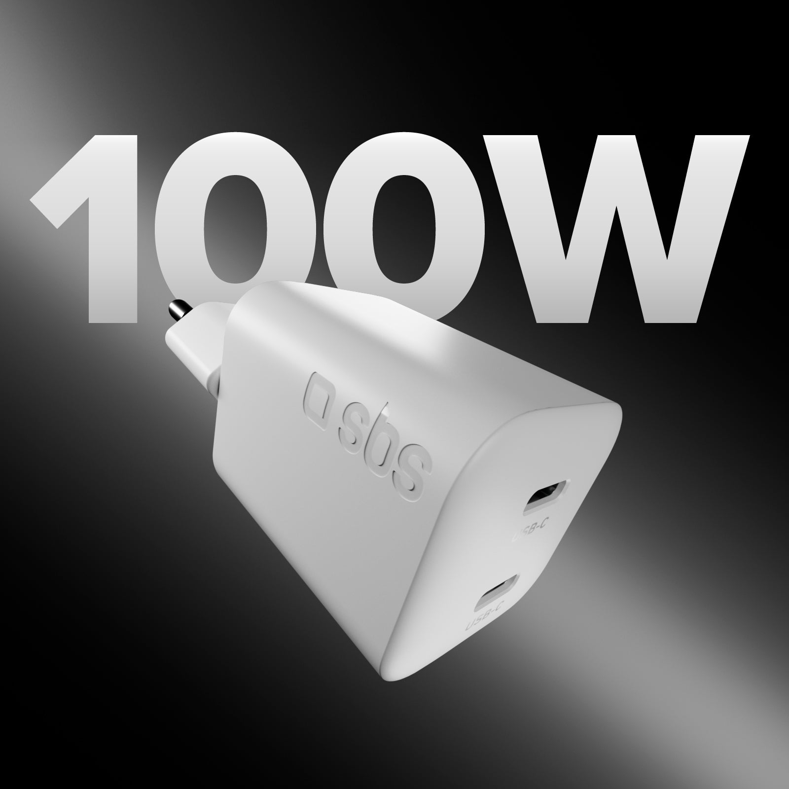 Kit con mini caricatore da parete 100W GaN con 2 porte USB-C + cavo USB-C 1,5m