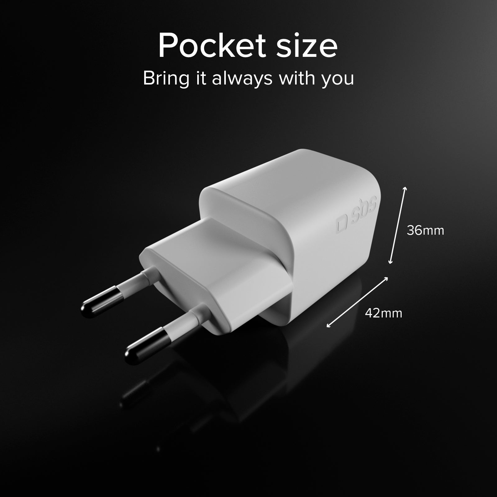 Kit con mini caricatore da parete 100W GaN con 2 porte USB-C + cavo USB-C 1,5m