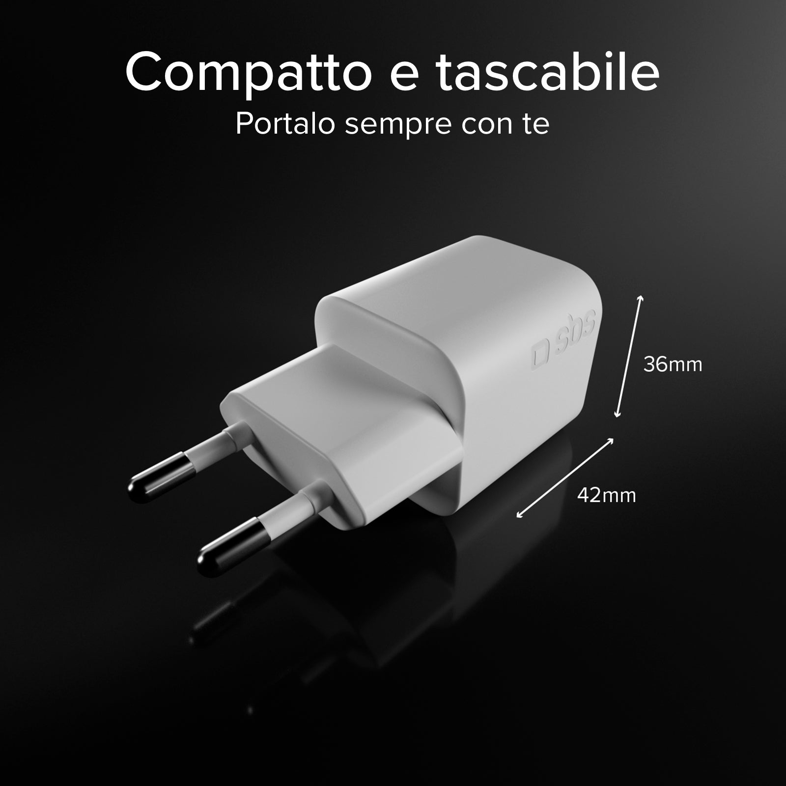 Kit con mini caricatore da parete 100W GaN con 2 porte USB-C + cavo USB-C 1,5m