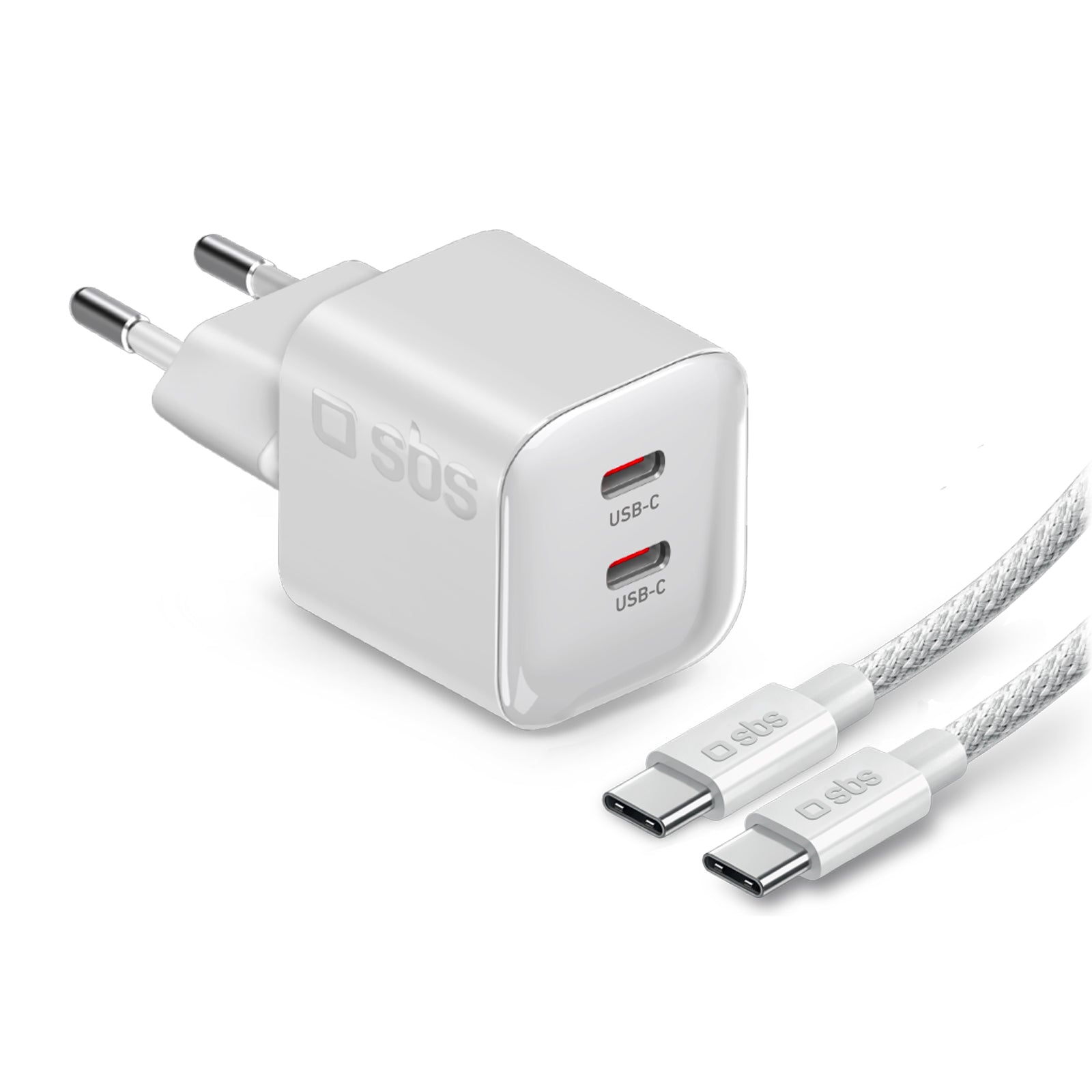 60W Power Delivery and AVS Wall Charger Kit with 2 Ports and 1.5 m Braided USB-C Cable