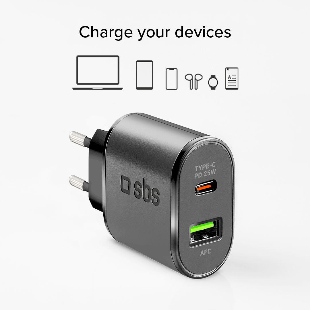 Caricatore caricabatterie 25 Watt - Ricarica ultra rapida e uscita USB-C