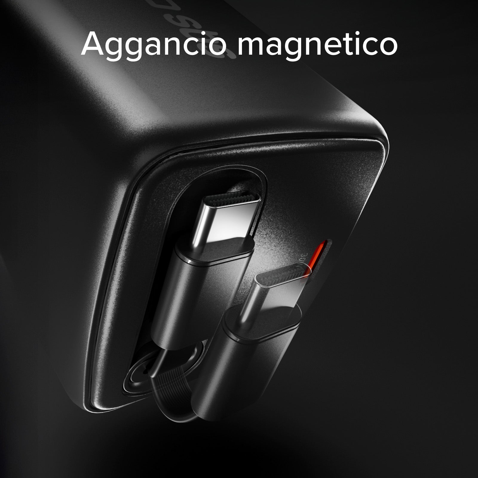 Caricatore GaN USB-C 30w con cavo retrattile
