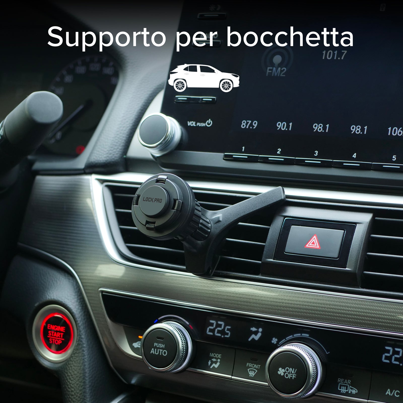 Support de voiture pour bouches d'aération, avec système de verrouillage Lock Pro