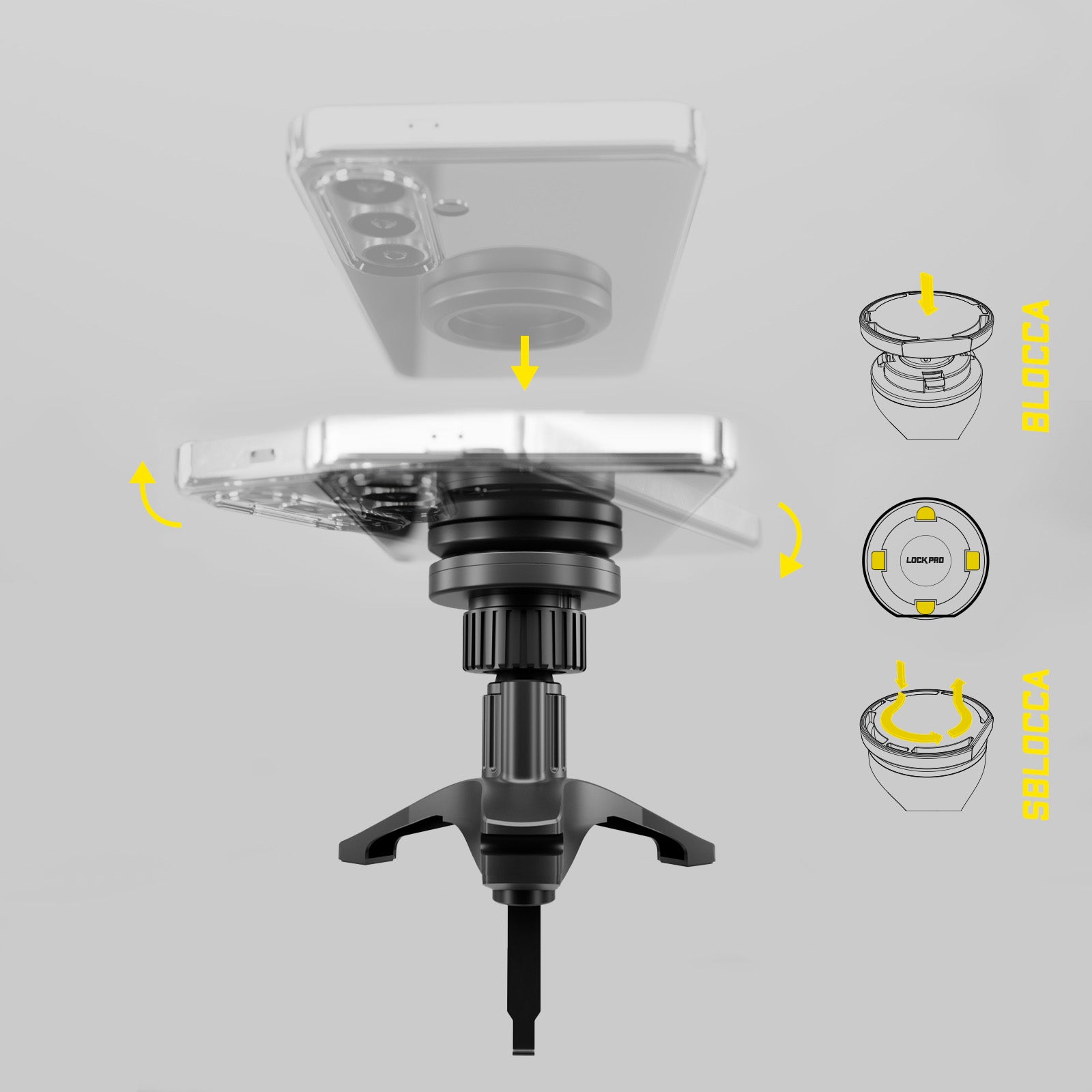 Support de voiture pour bouches d'aération, avec système de verrouillage Lock Pro