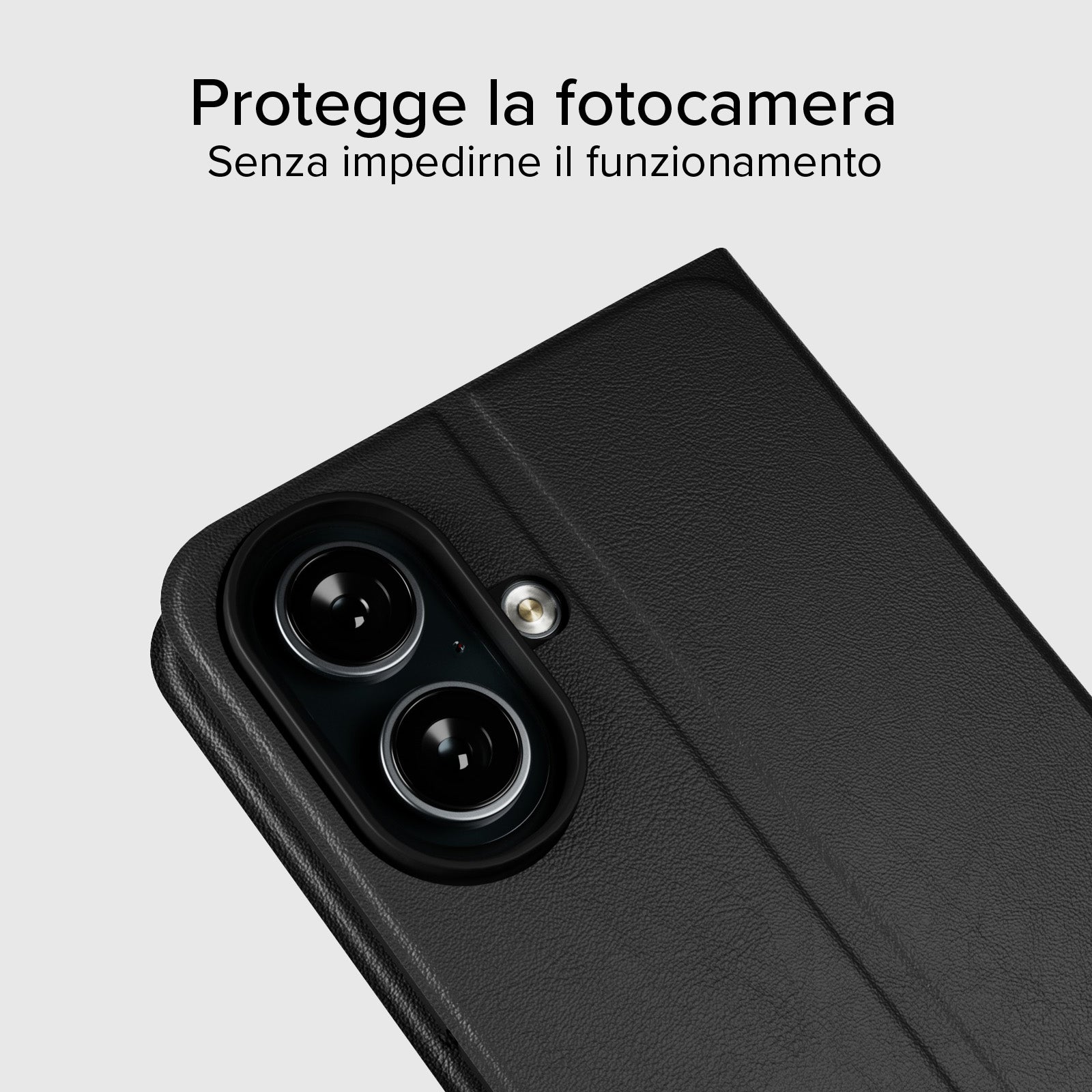 Custodia a libro con supporto stand e superficie soft touch per iPhone 16 Plus