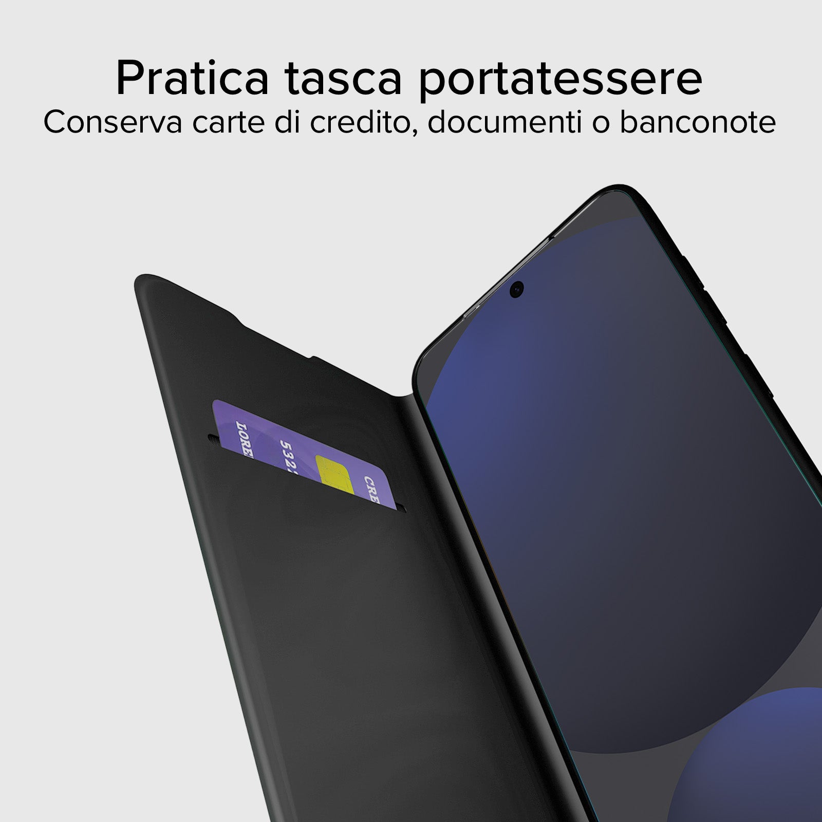 Custodia a libro con supporto stand e superficie soft touch per Samsung S24 FE