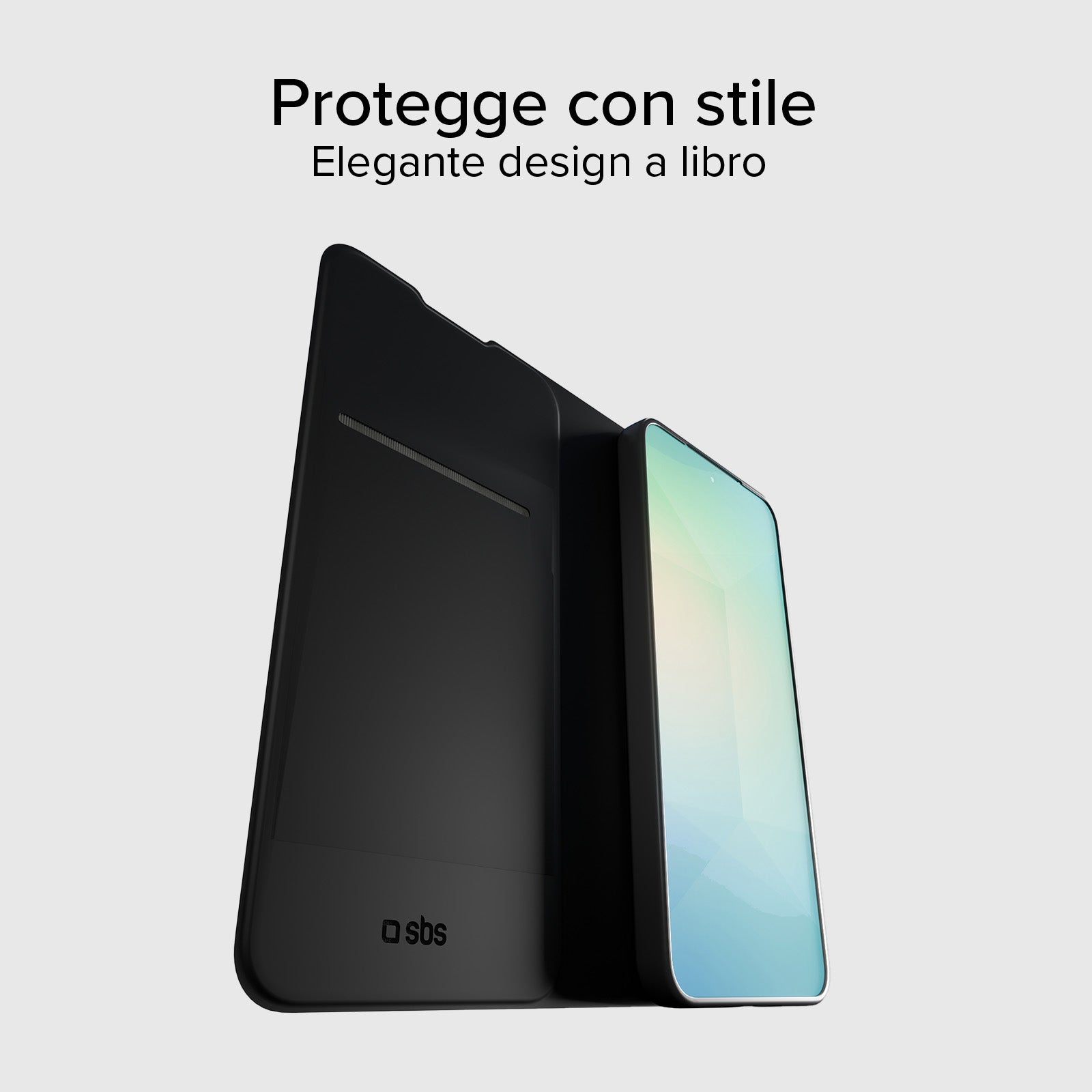 Custodia a libro con supporto stand e superficie soft touch per Samsung S25