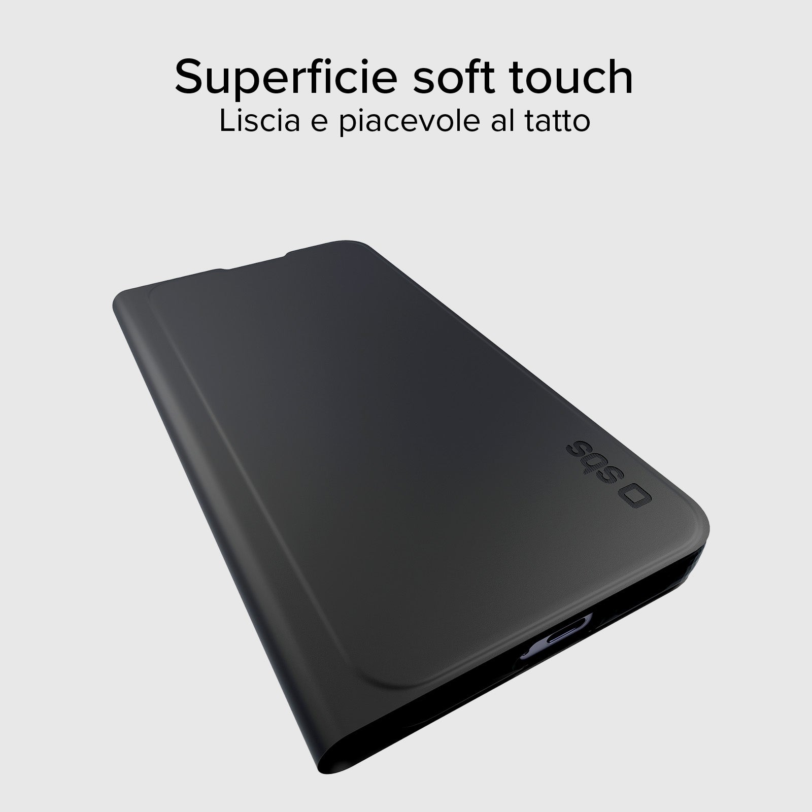 Book-style case with stand support and soft touch surface for Samsung Galaxy S25