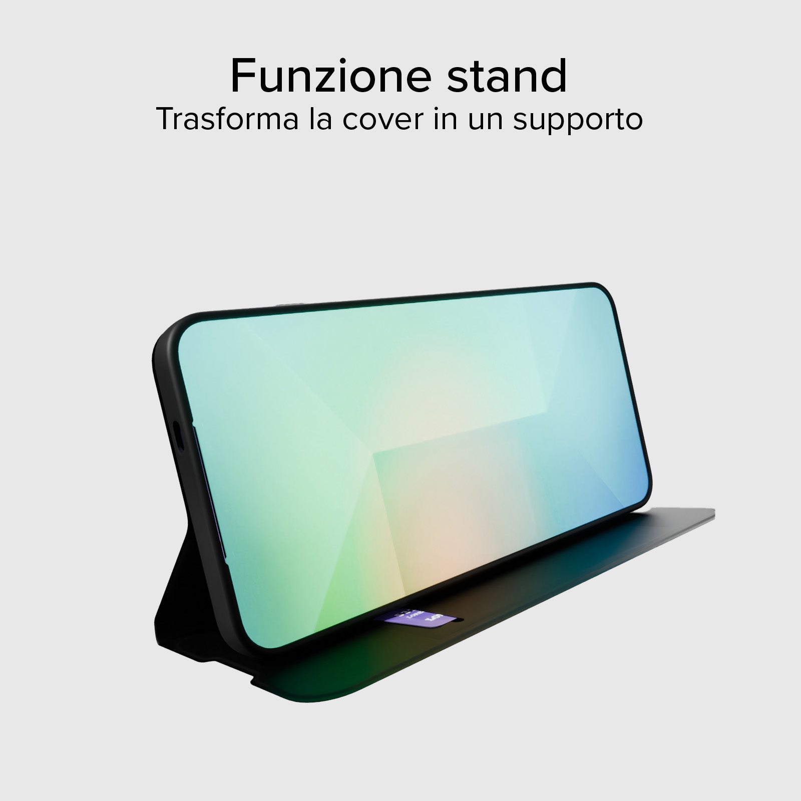 Custodia a libro con supporto stand e superficie soft touch per Samsung S25