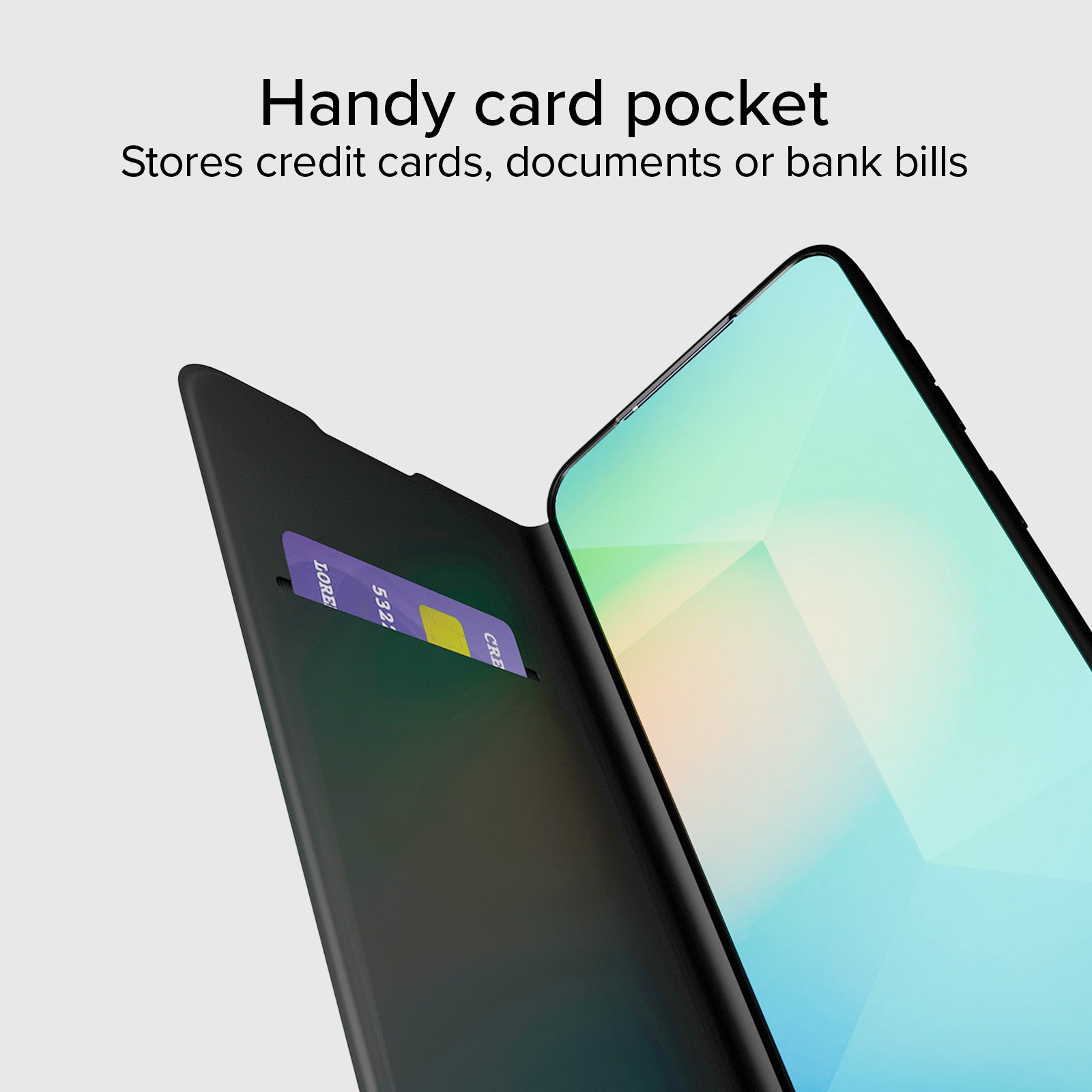 Book-style case with stand support and soft touch surface for Samsung Galaxy S25