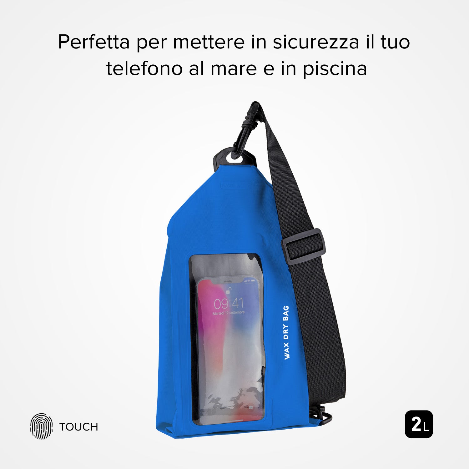 Borsa impermeabile touch screen per smartphone con tracolla