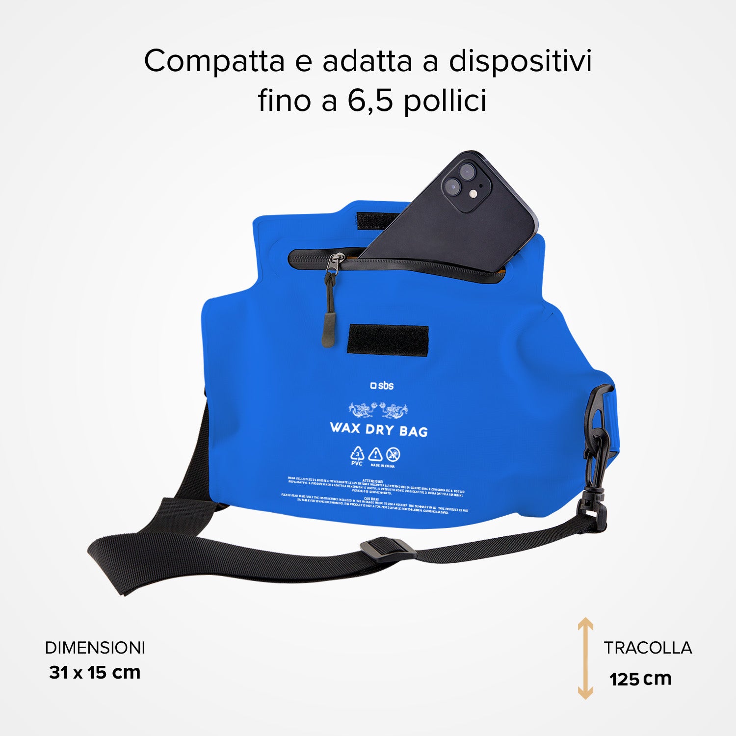 Borsa impermeabile touch screen per smartphone con tracolla