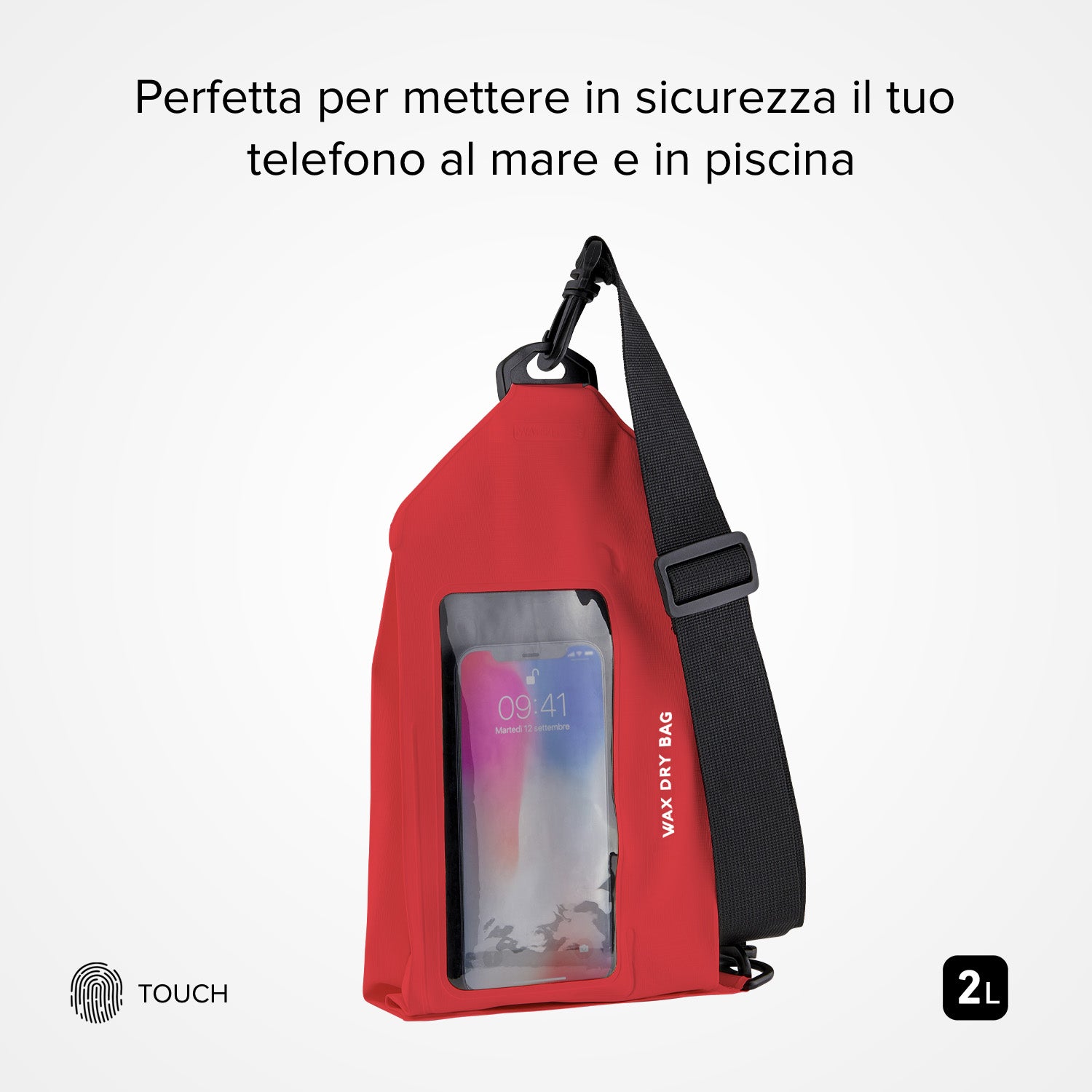 Borsa impermeabile touch screen per smartphone con tracolla