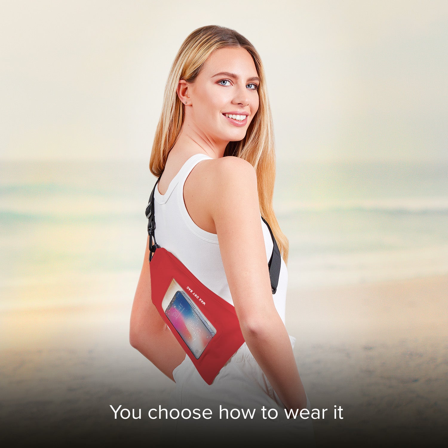 Borsa impermeabile touch screen per smartphone con tracolla