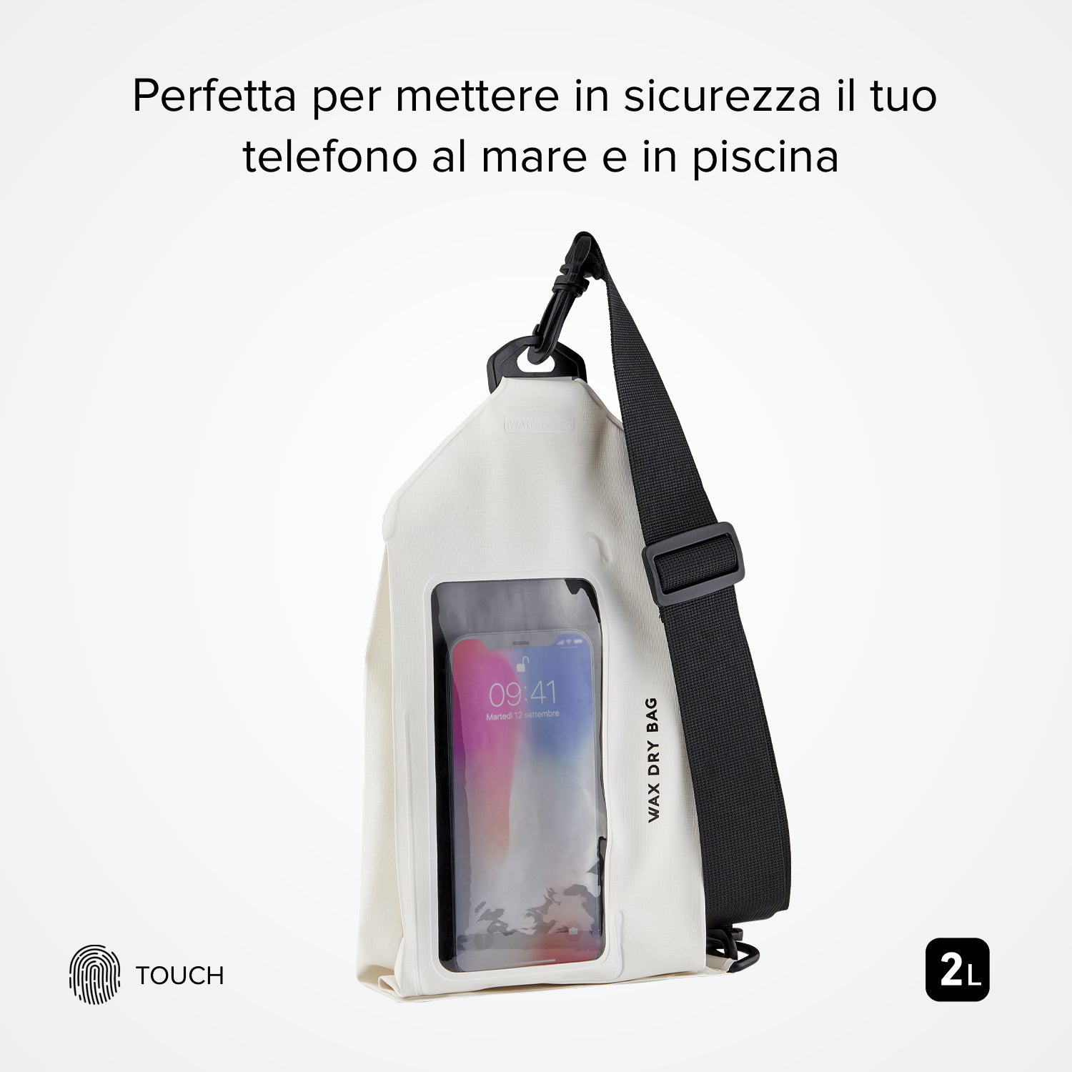 Borsa impermeabile touch screen per smartphone con tracolla