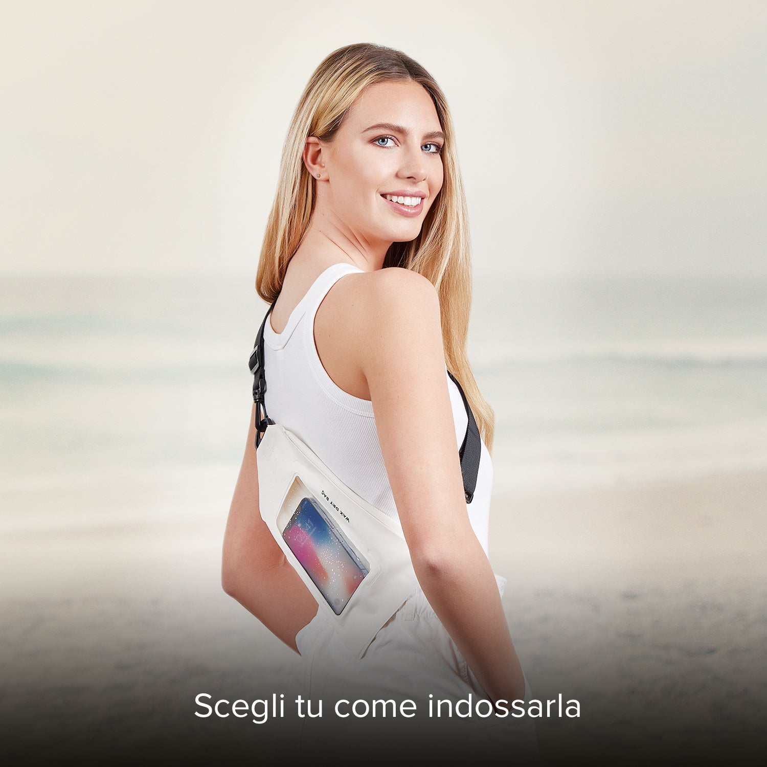 Borsa impermeabile touch screen per smartphone con tracolla