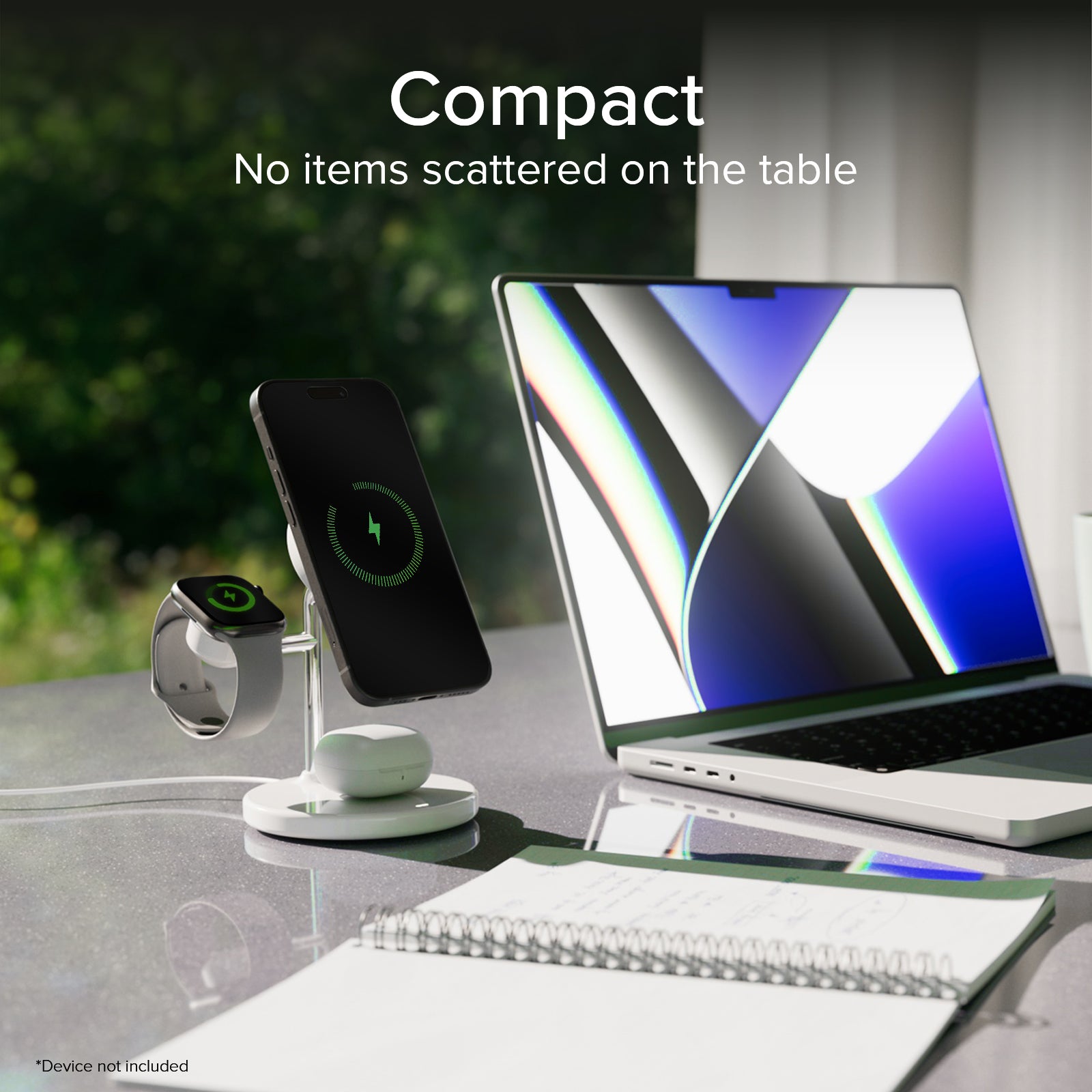 Qi2 3x1 Wireless Charging Station for iPhone 16/15/14/13/12, Android smartphones, Apple Watch and wireless earphones