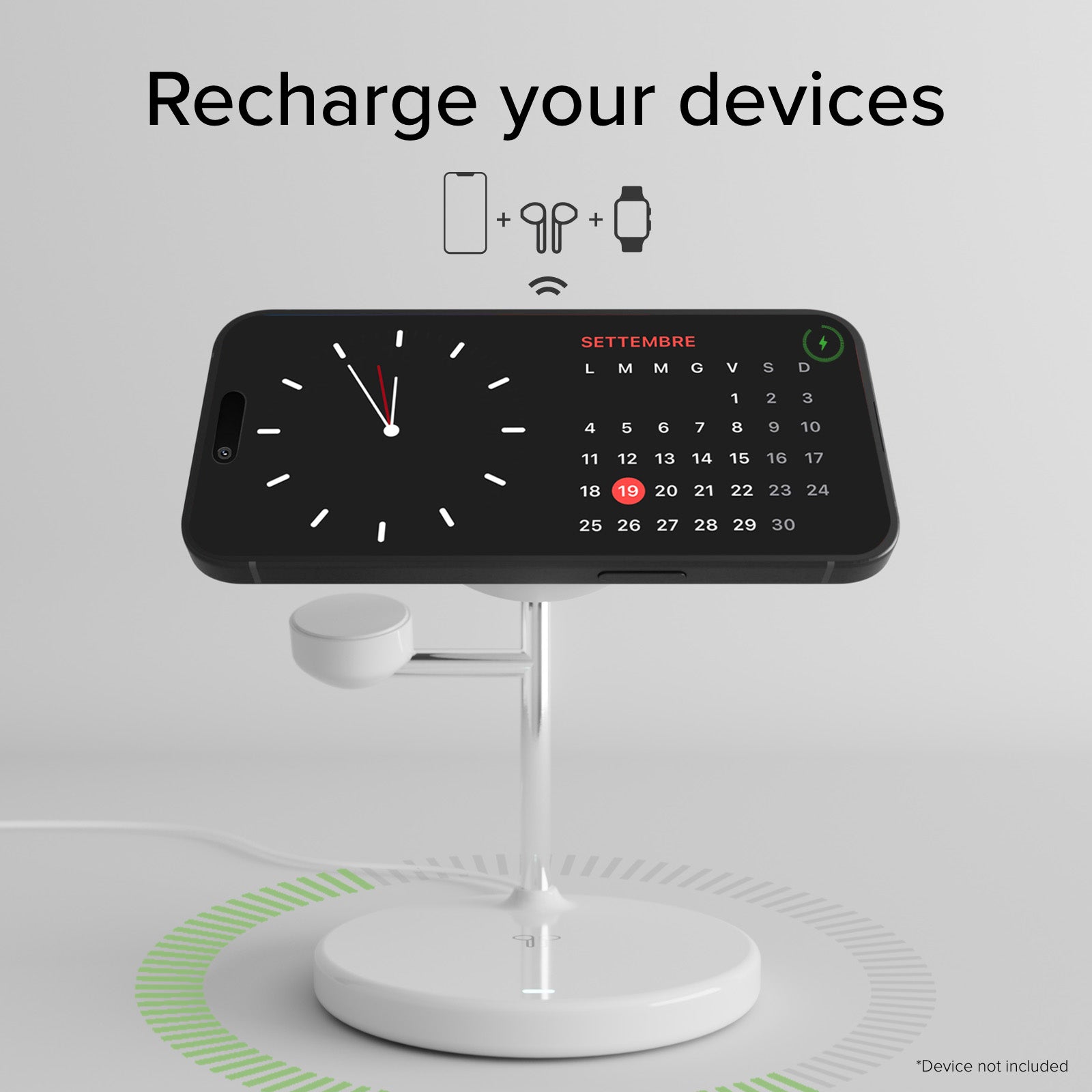 Station de recharge sans fil Qi2 3 en 1 pour iPhone 16/15/14/13/12, smartphones Android, Apple Watch et écouteurs sans fil