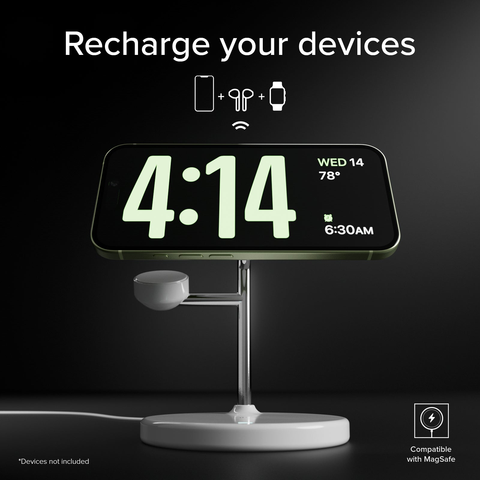 Station de recharge sans fil Qi2 3 en 1 pour iPhone 16/15/14/13/12, smartphones Android, Apple Watch et écouteurs sans fil