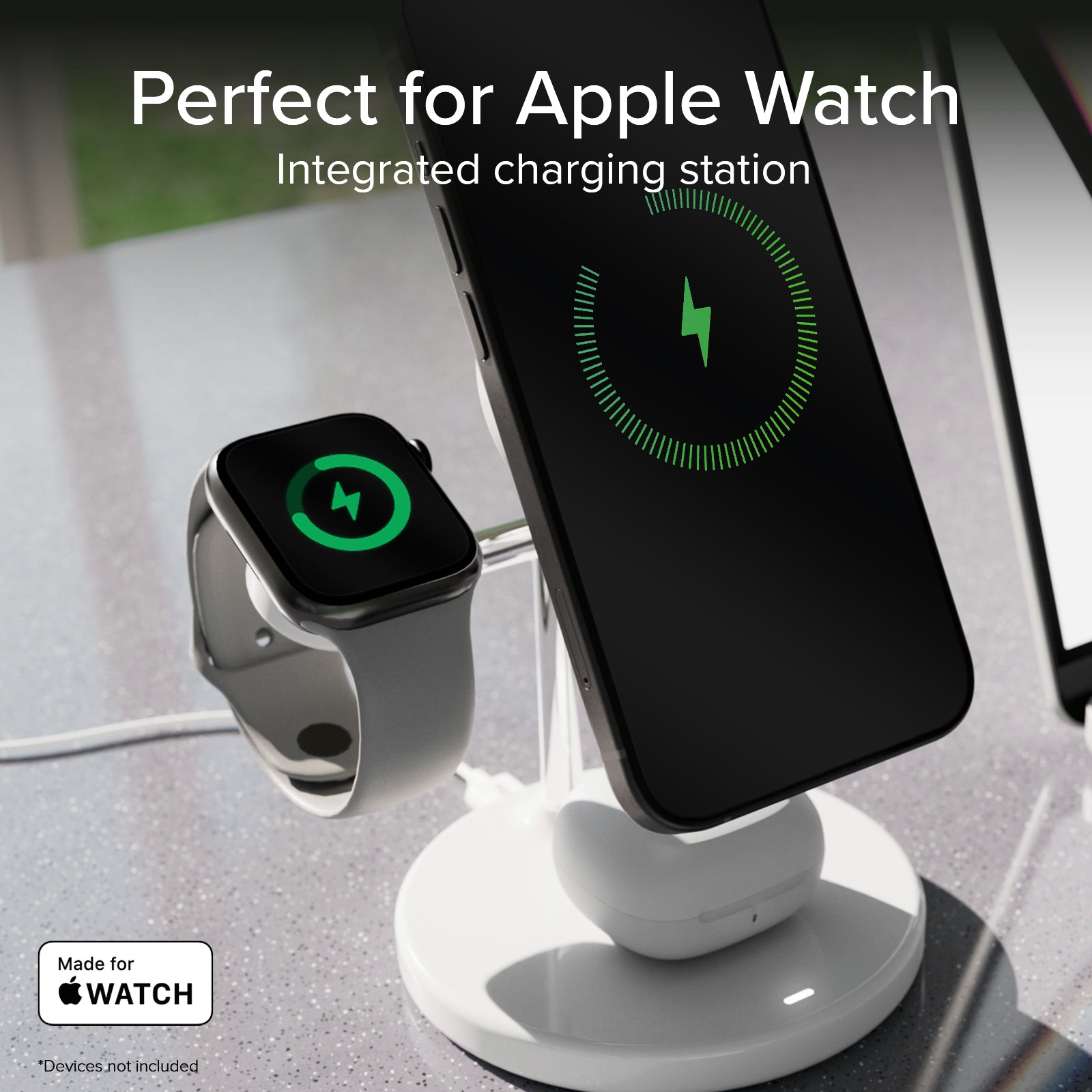 Qi2 3x1 Wireless Charging Station for iPhone 16/15/14/13/12, Android smartphones, Apple Watch and wireless earphones