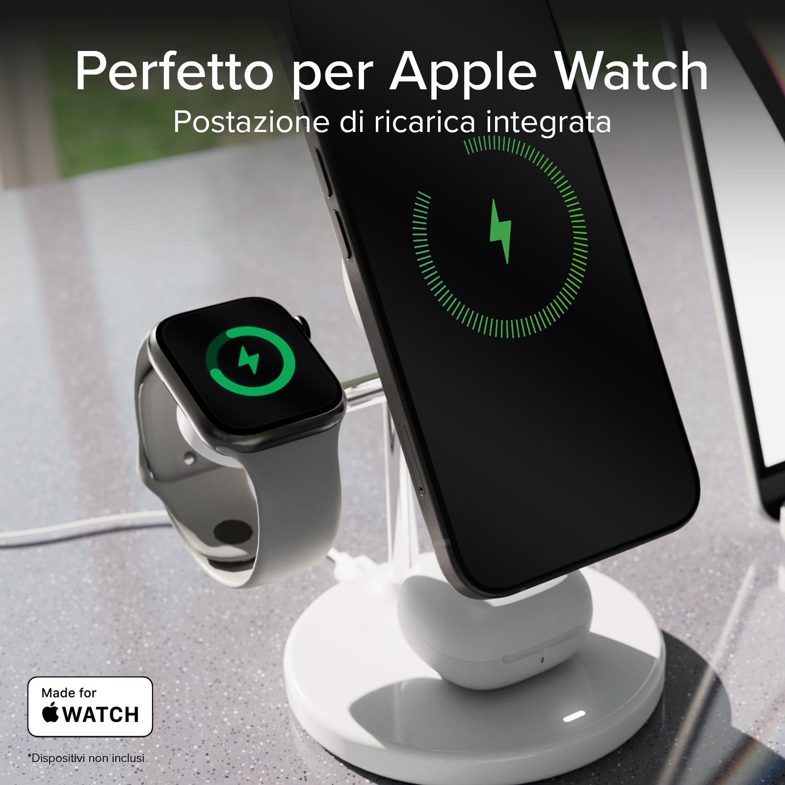 Qi2 3x1 Wireless Charging Station for iPhone 16/15/14/13/12, Android smartphones, Apple Watch and wireless earphones